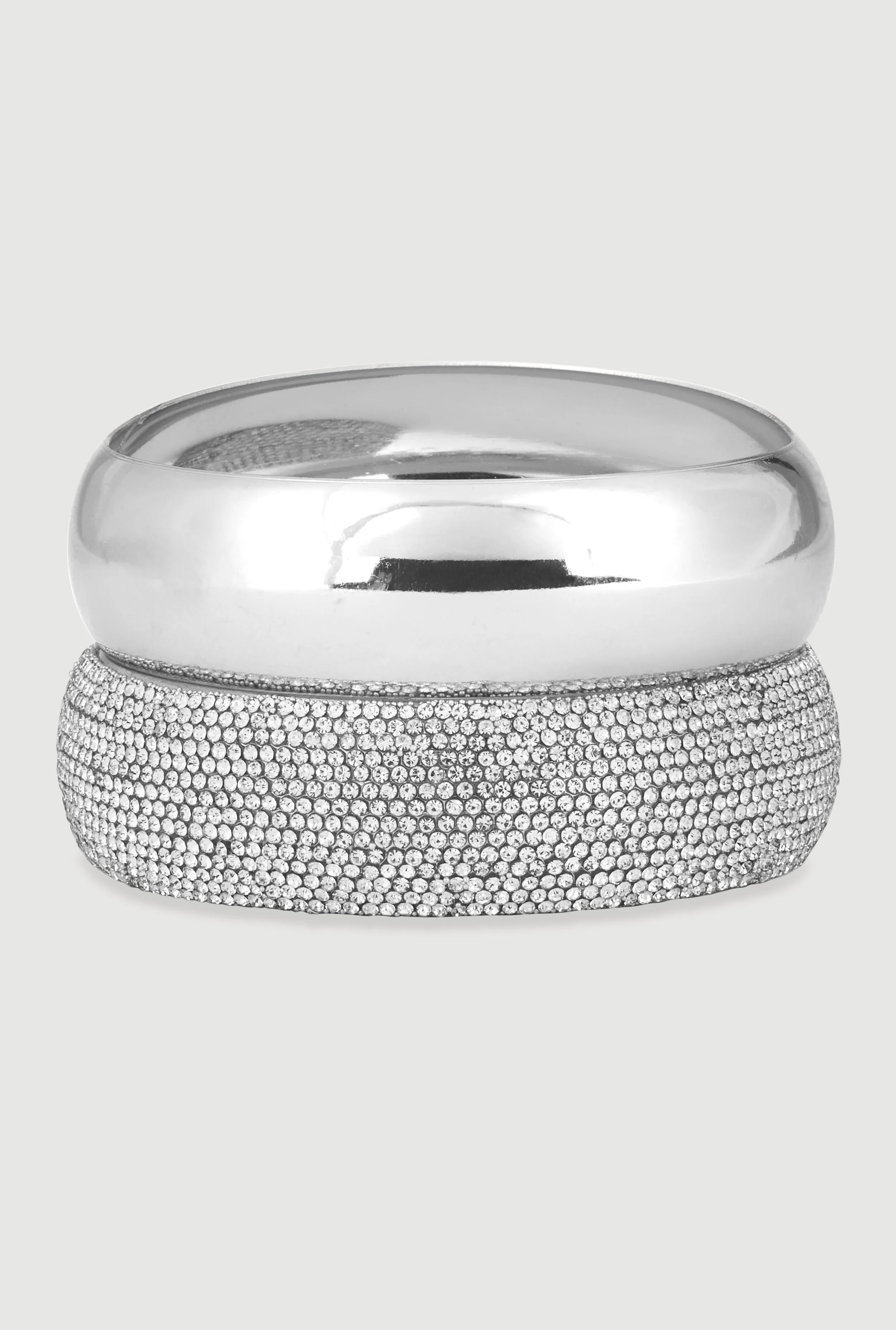 Rhinestone Shiny Metallic 2-Piece Bracelet Set sold by Rainbow