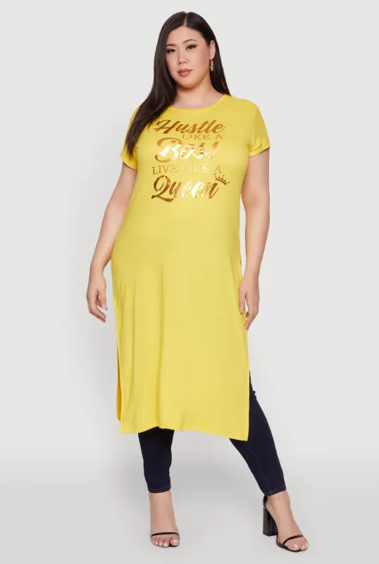 Plus Size Hustle Like A Boss Live Like A Queen Maxi Top sold by Rainbow