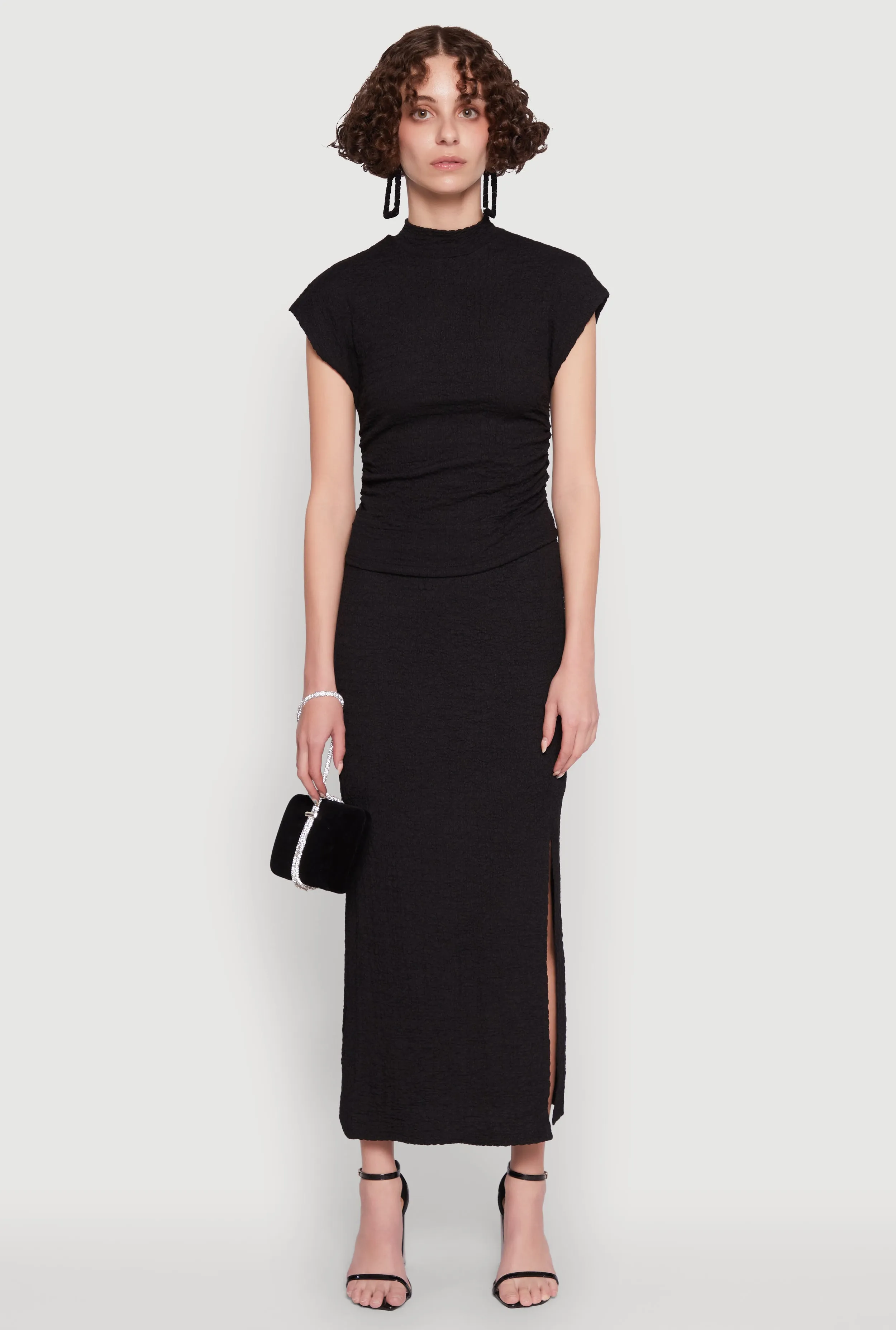 Iris Textured Knit Midi Skirt with Side Slit sold by Rainbow product image thumbnail 2