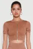 Daisy Seamless Double Zip Front Crop Top sold by Rainbow