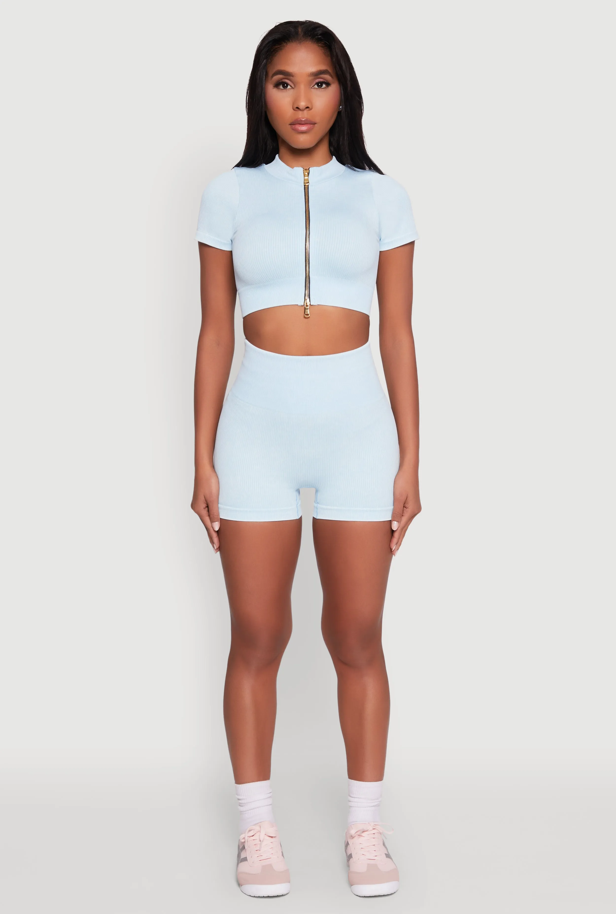 Daisy Seamless Double Zip Front Crop Top sold by Rainbow product image thumbnail 3