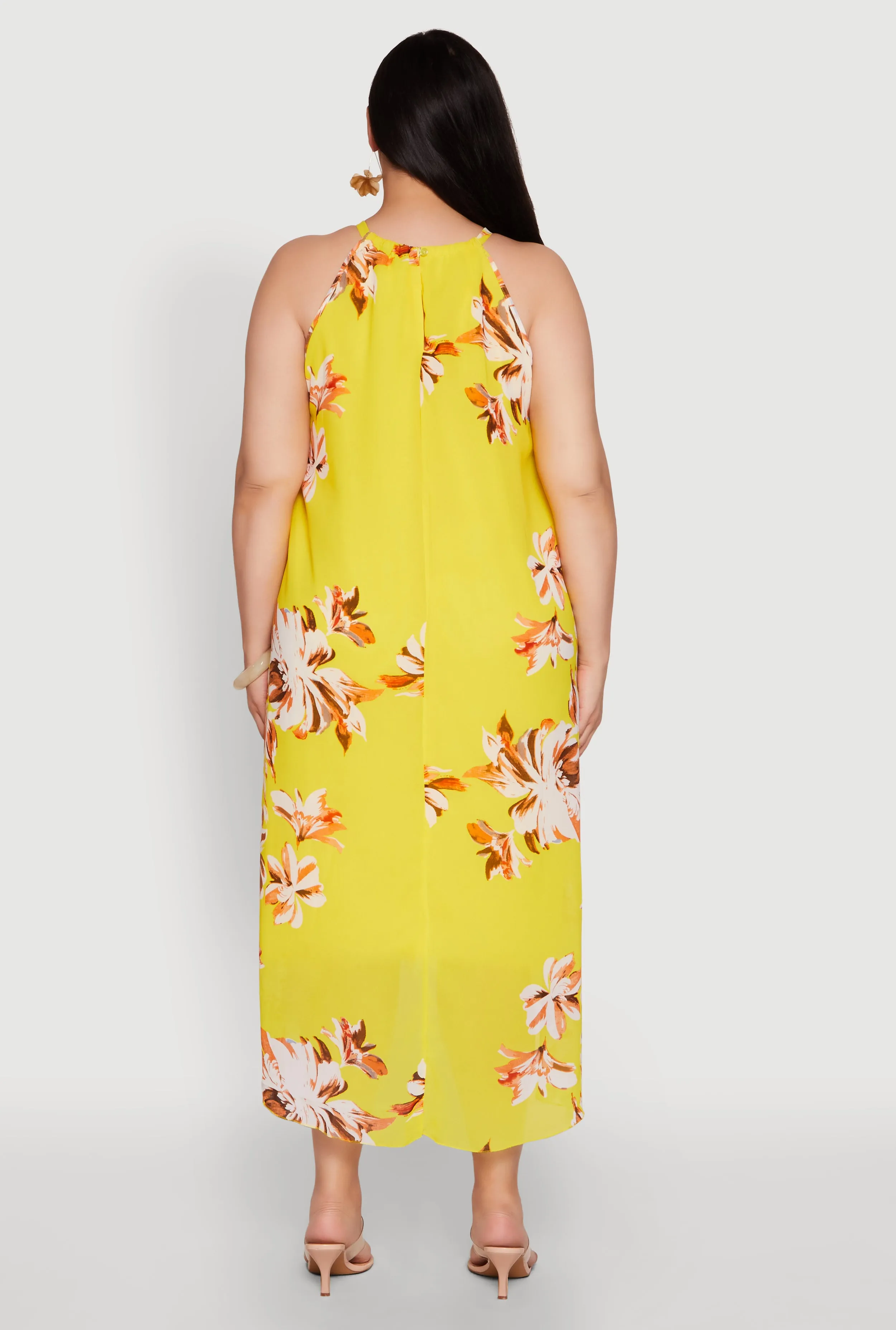 Plus Size Floral Metallic Detail Keyhole High Low Dress sold by Rainbow product image thumbnail 5