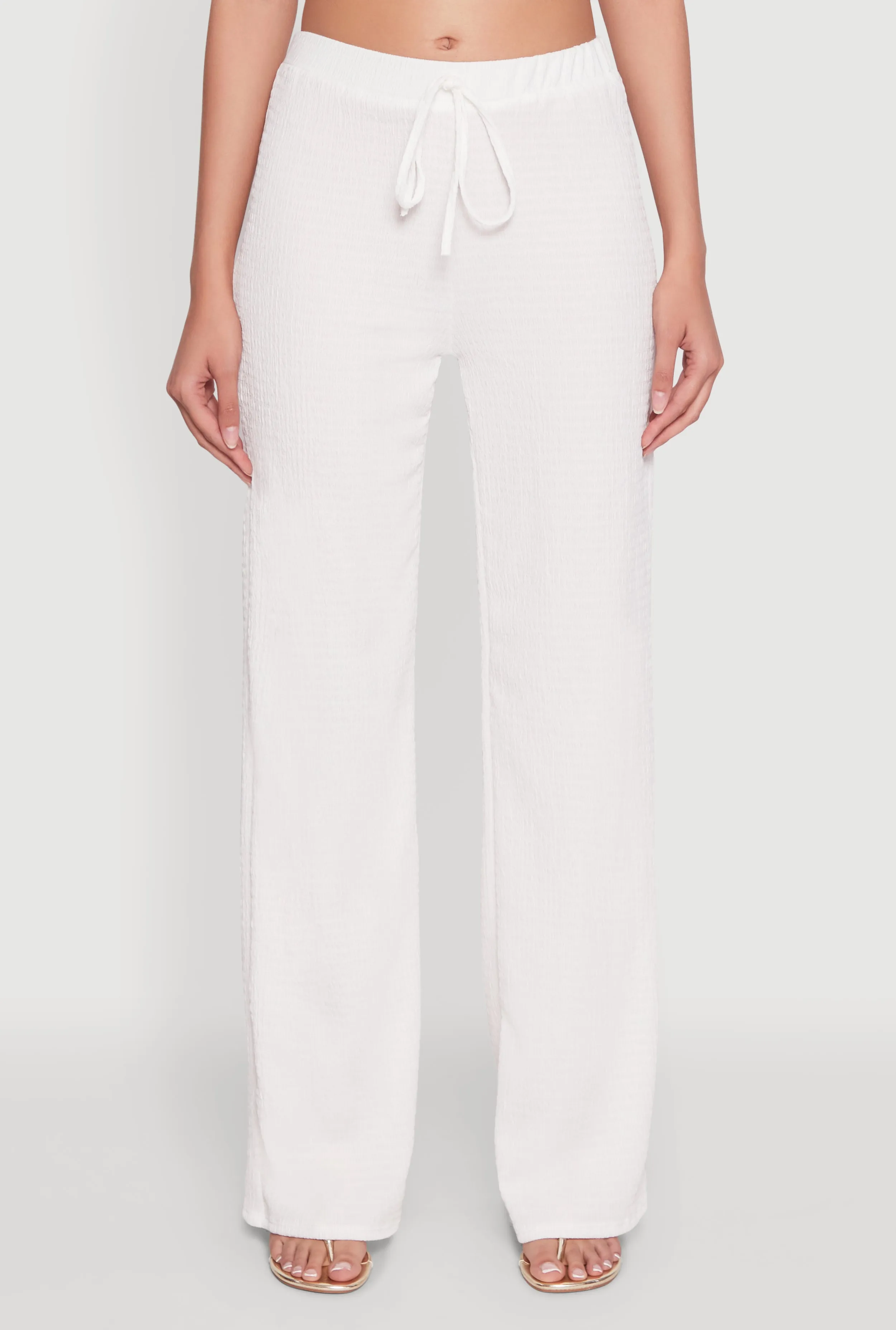 Casual Textured Knit Straight Leg Pants with Faux Drawstring sold by Rainbow product image thumbnail 3