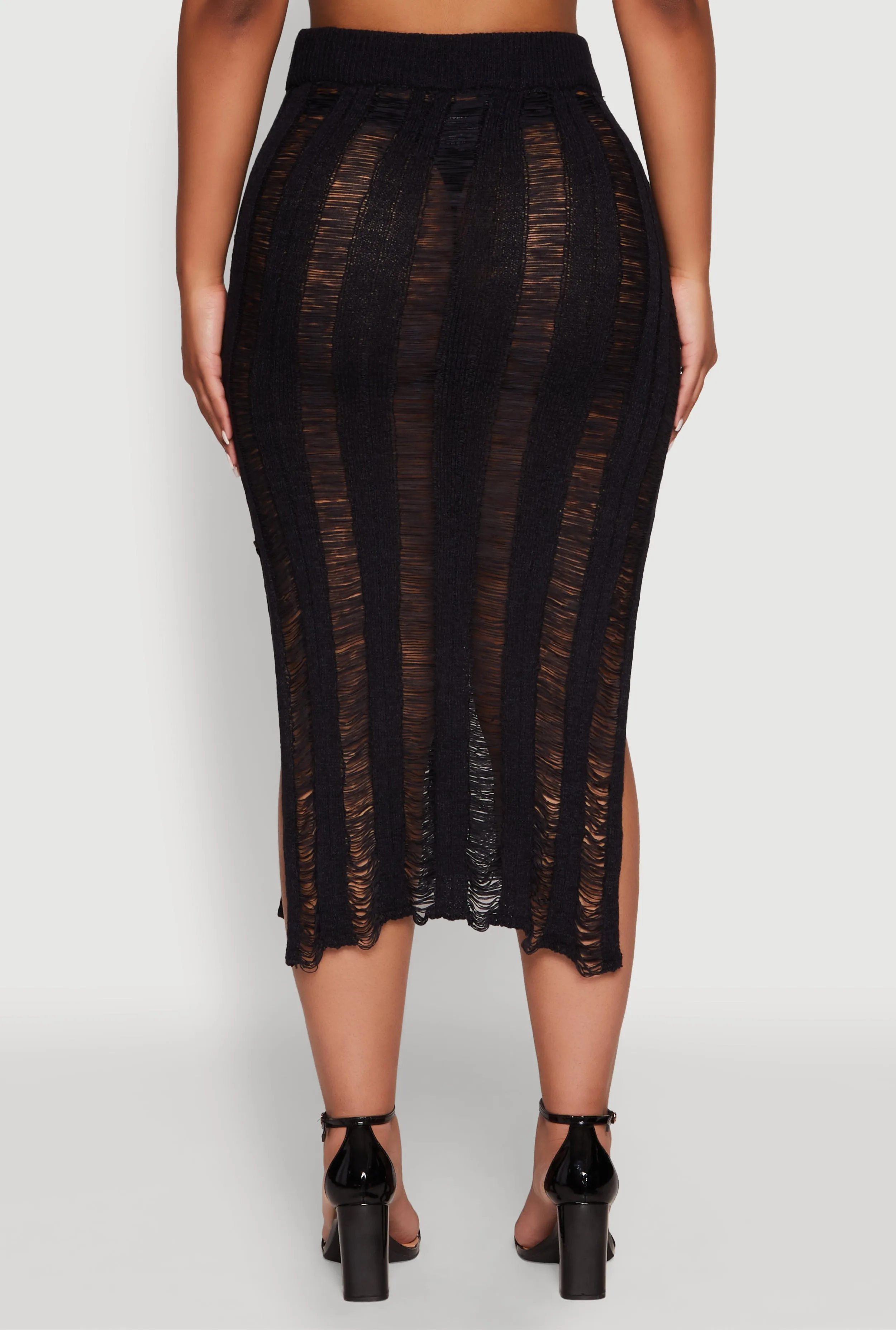 Chic High Waisted Midi Pencil Skirt with Side Slits sold by Rainbow product image thumbnail 5