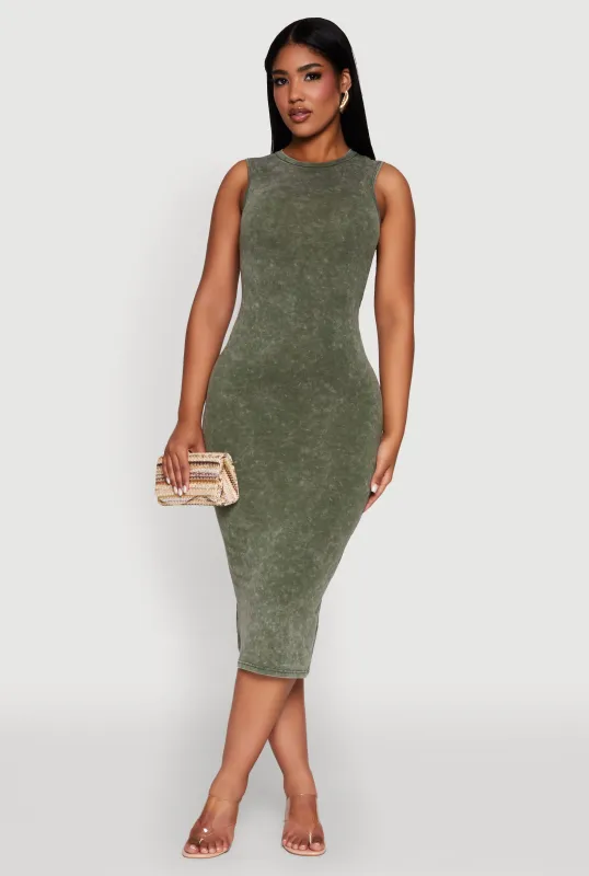 Daisy Mineral Wash Sleeveless Curve Hugging Tank Dress sold by Rainbow