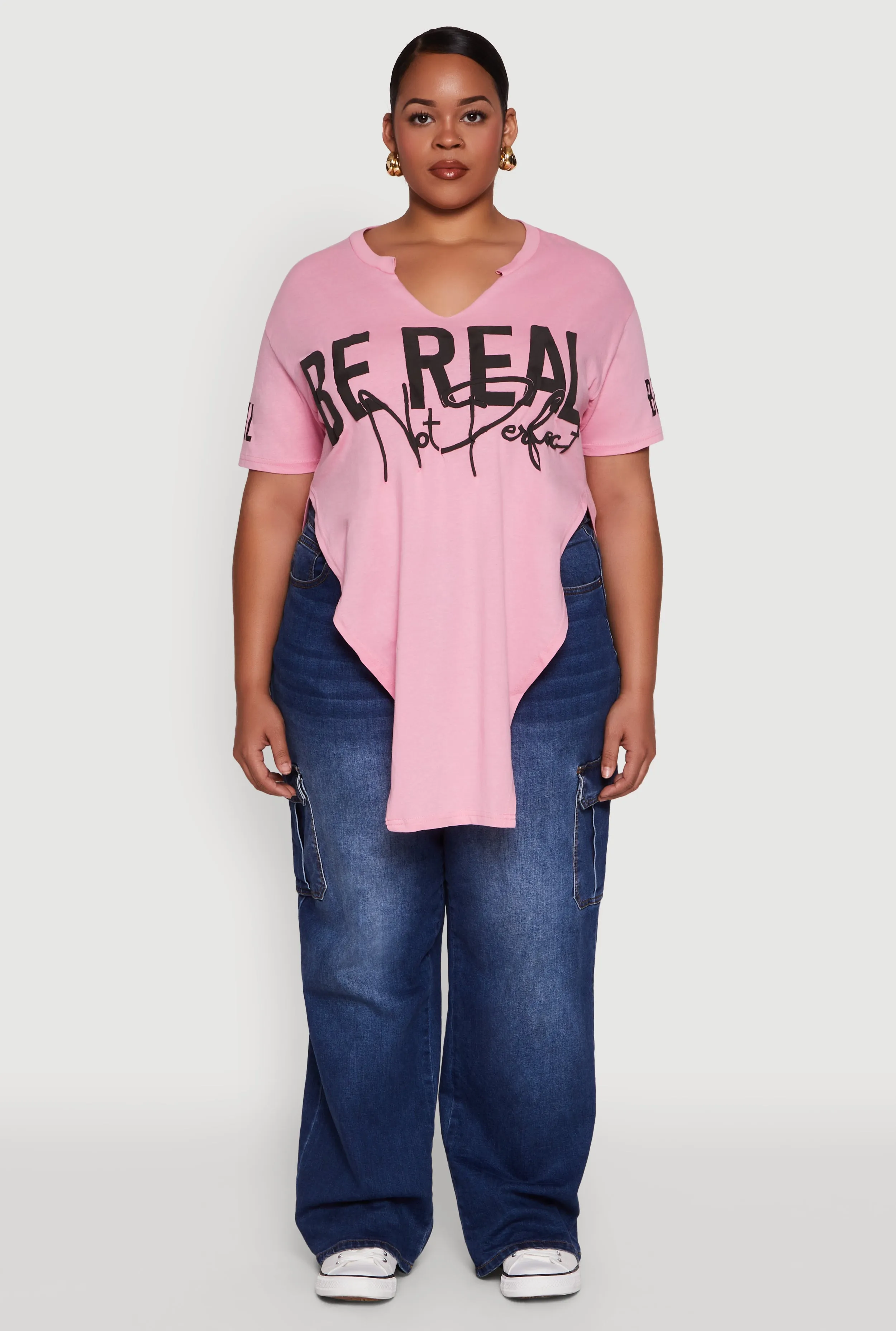 Plus Size Be Real Not Perfect Graphic T Shirt sold by Rainbow product image thumbnail 3