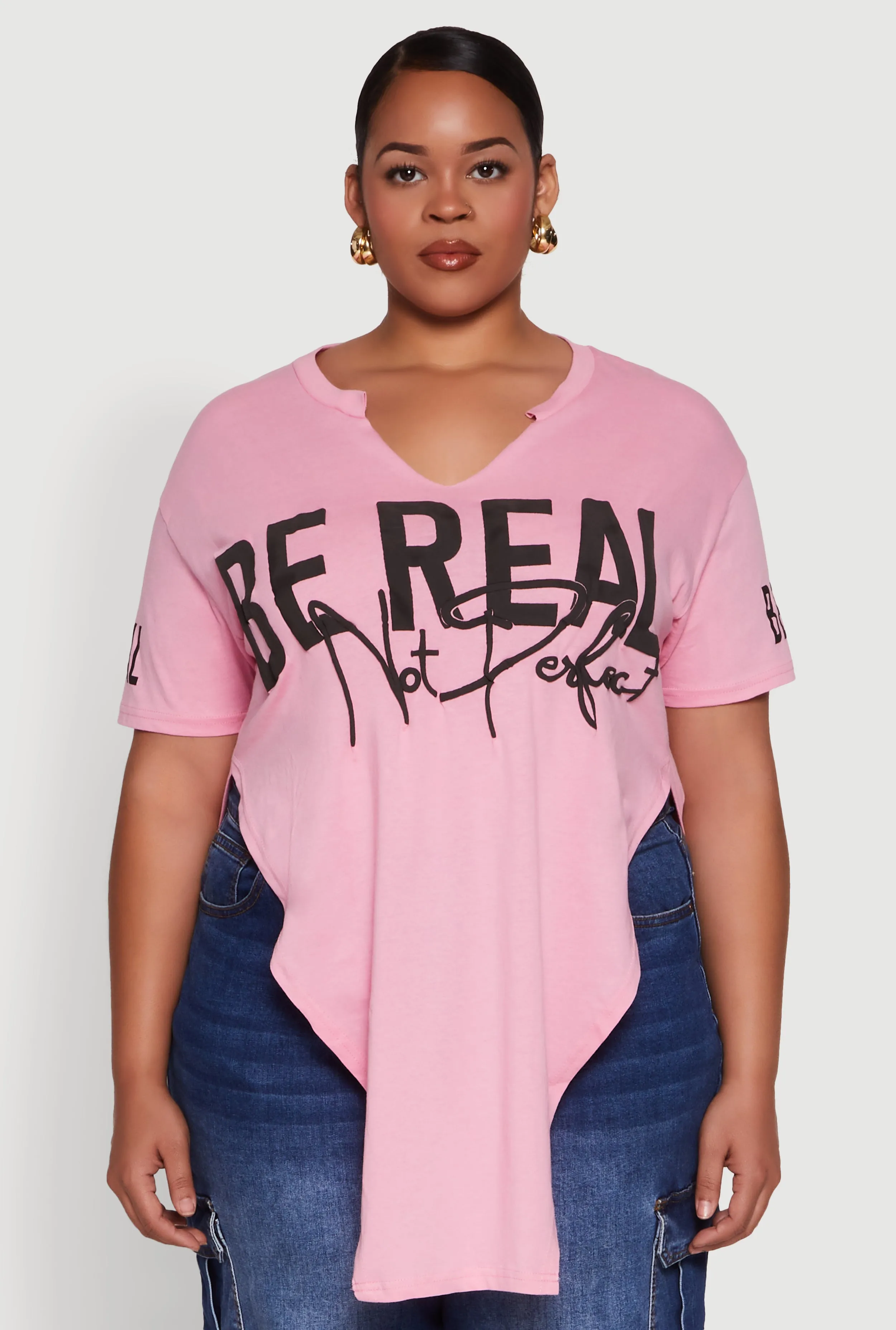 Plus Size Be Real Not Perfect Graphic T Shirt sold by Rainbow product image thumbnail 2