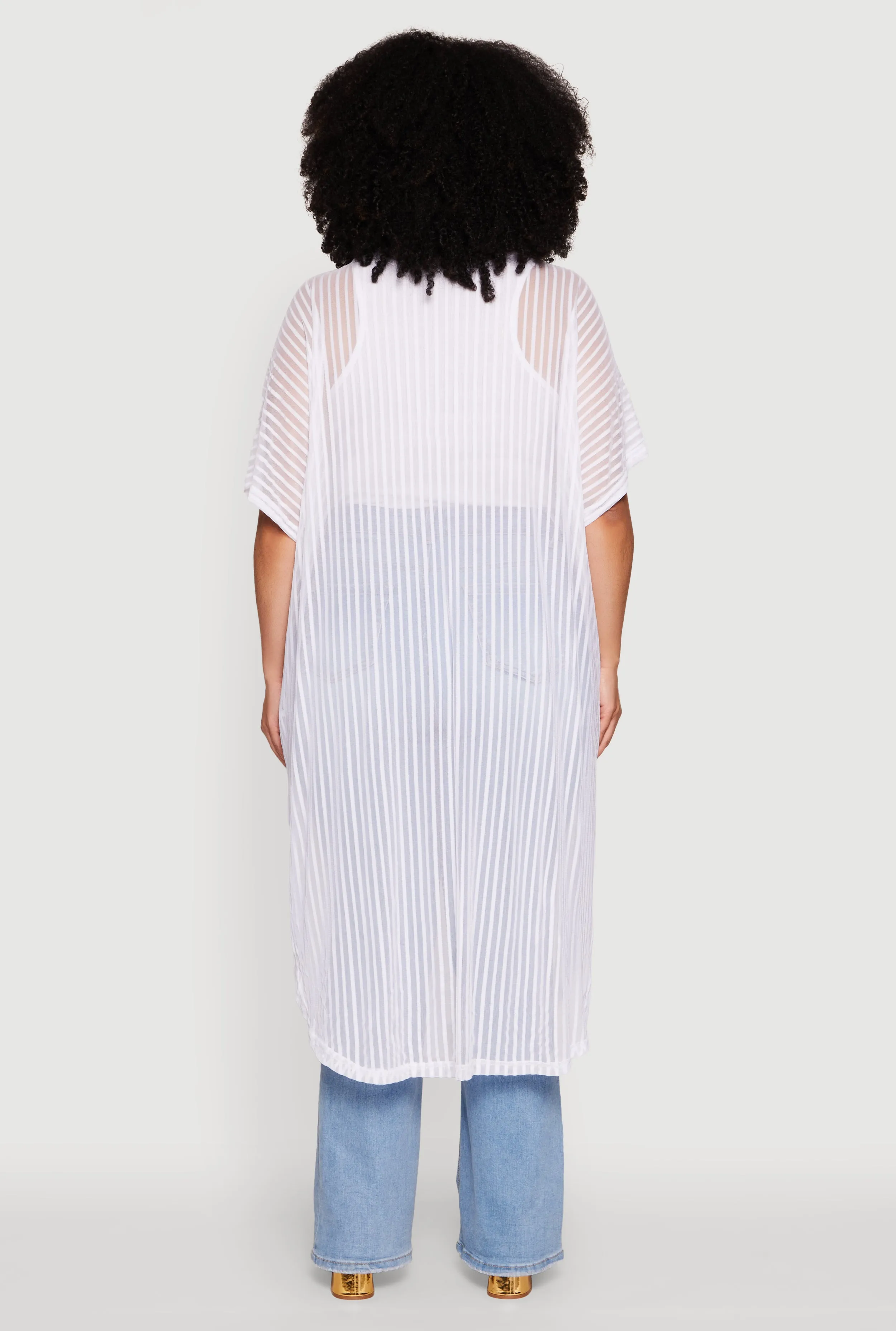 Plus Size Mesh Button Front Side Slit Shirt sold by Rainbow product image thumbnail 5