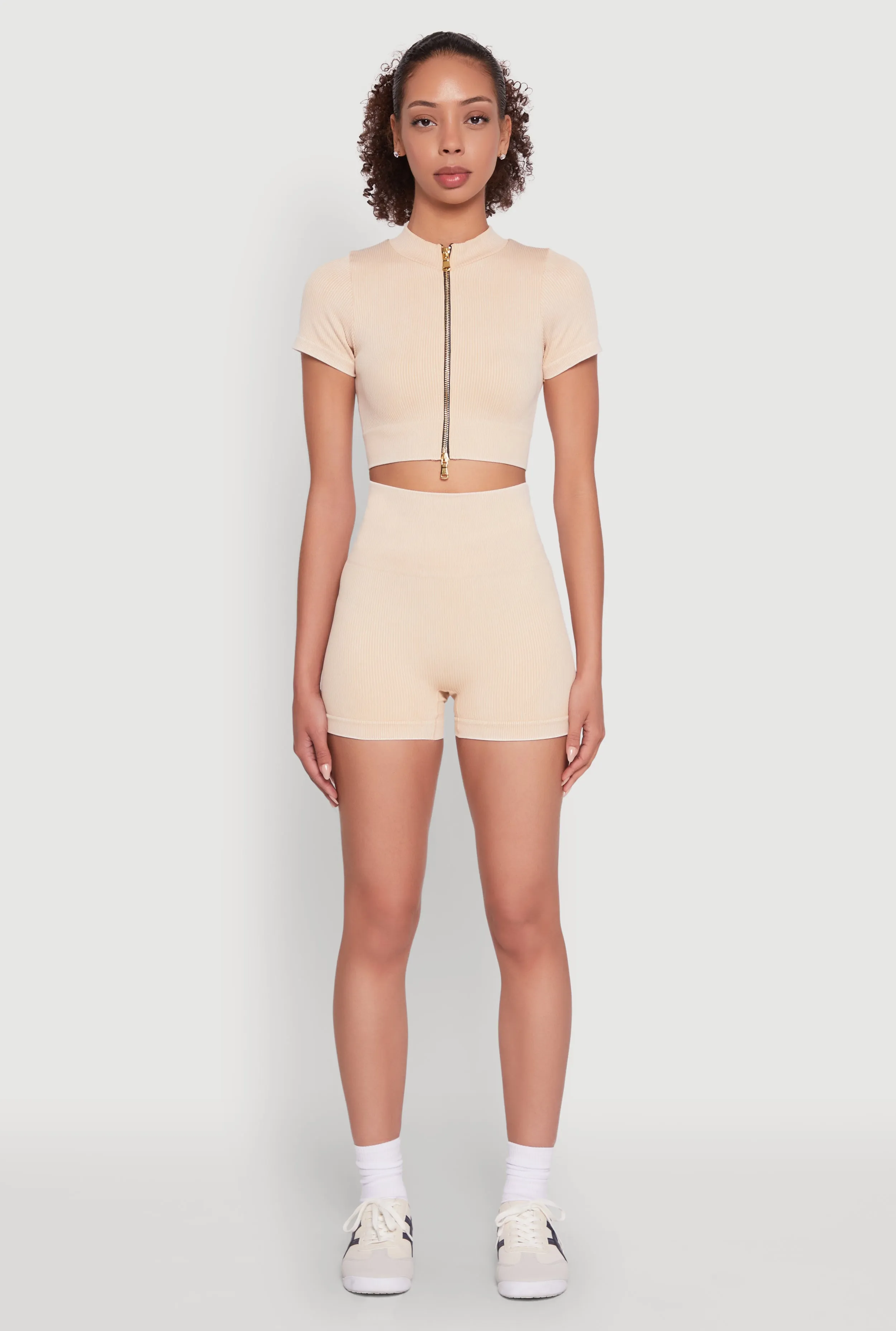 Daisy Seamless Double Zip Front Crop Top sold by Rainbow product image thumbnail 3