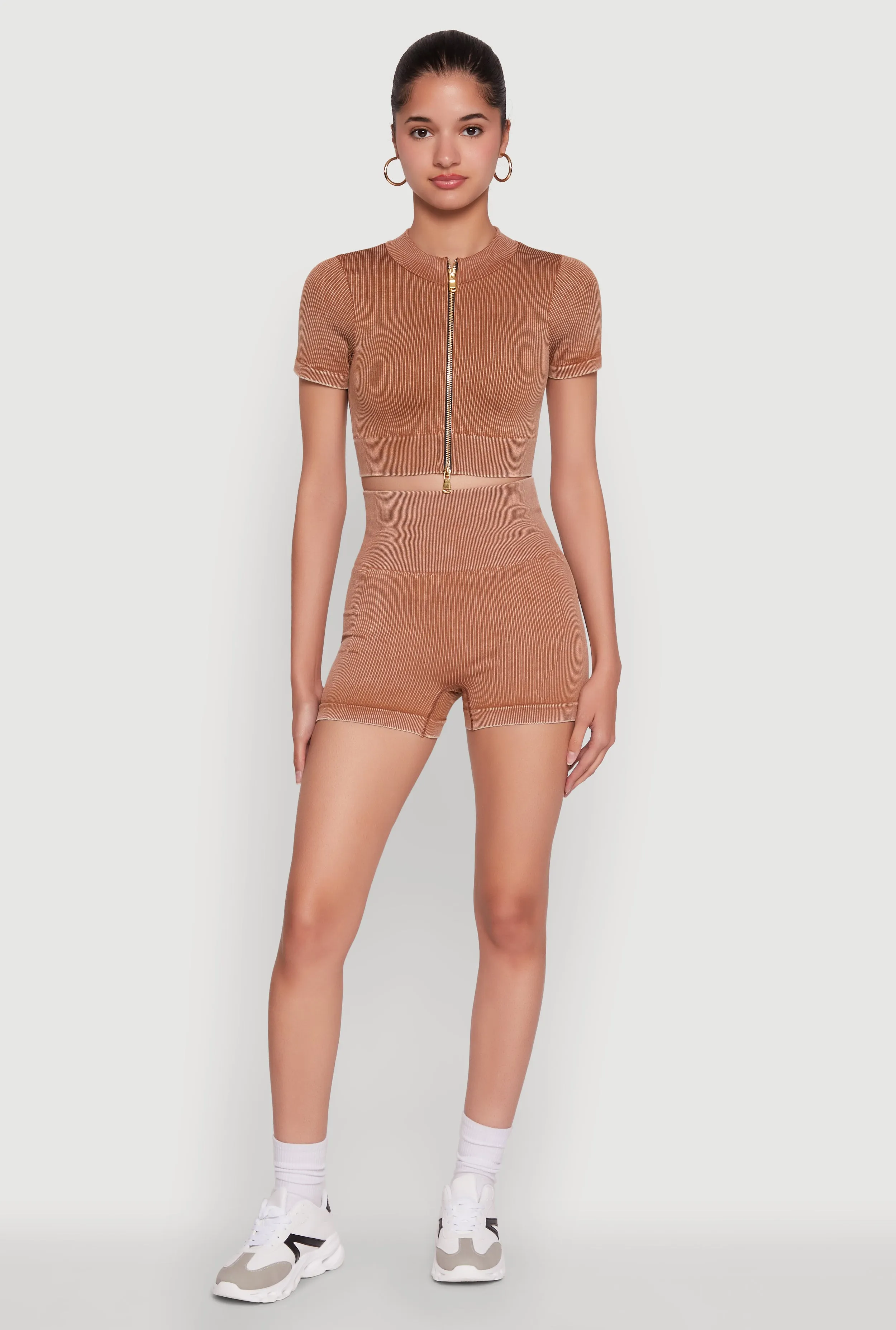 High Waisted Mineral Wash Seamless Bike Shorts sold by Rainbow product image thumbnail 2