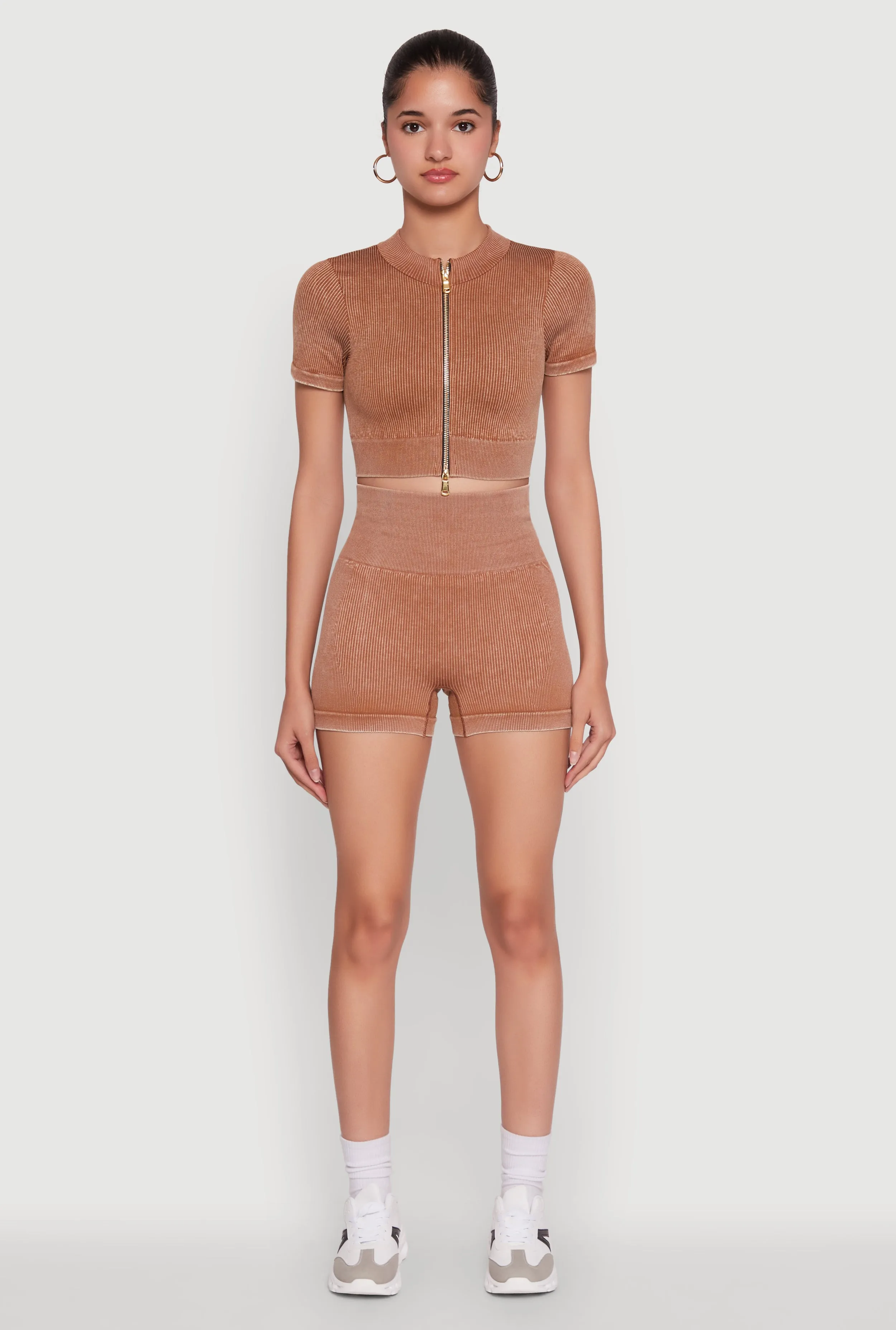 High Waisted Mineral Wash Seamless Bike Shorts sold by Rainbow