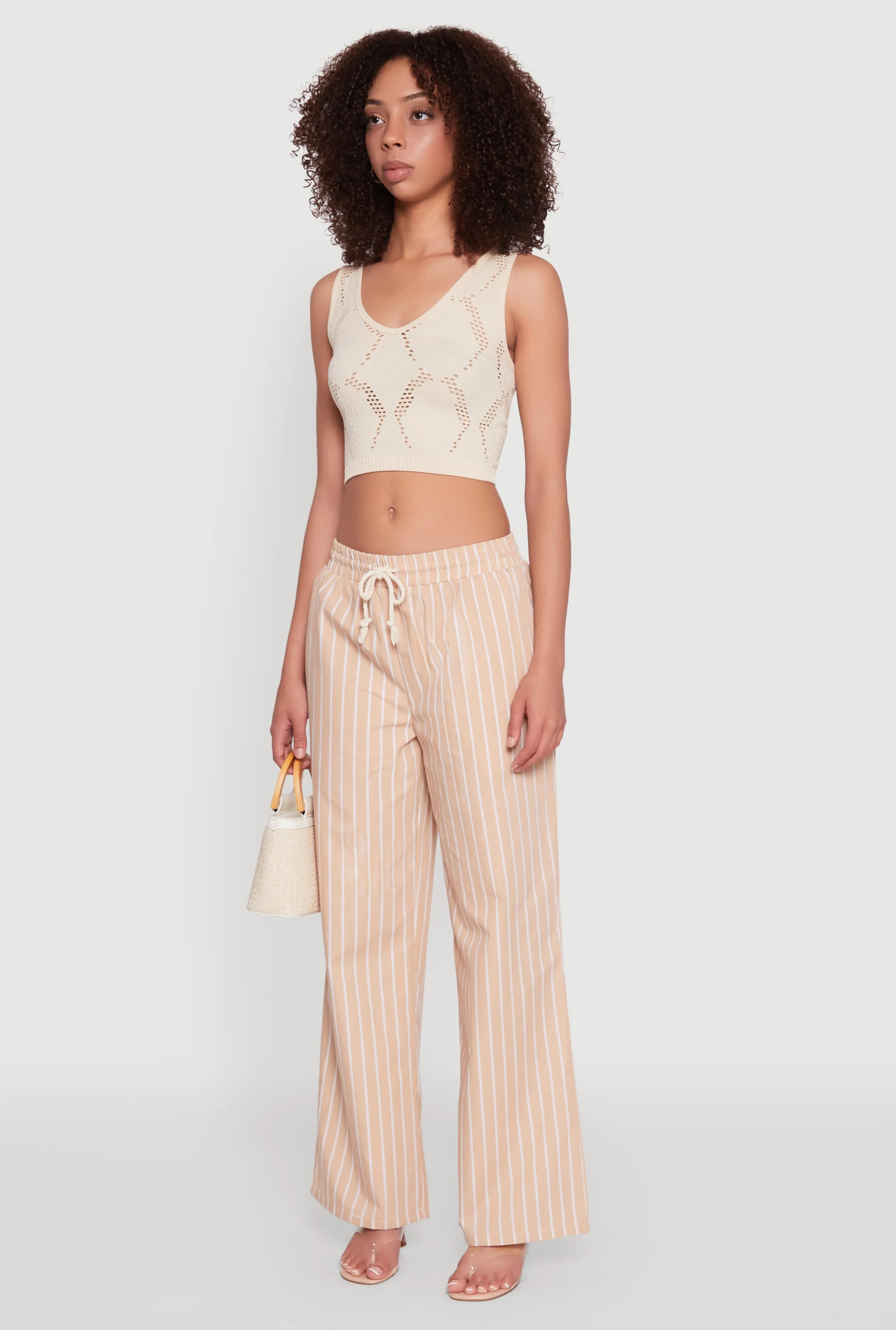 Casual Striped Drawstring Waist Wide Leg Pants sold by Rainbow product image thumbnail 3