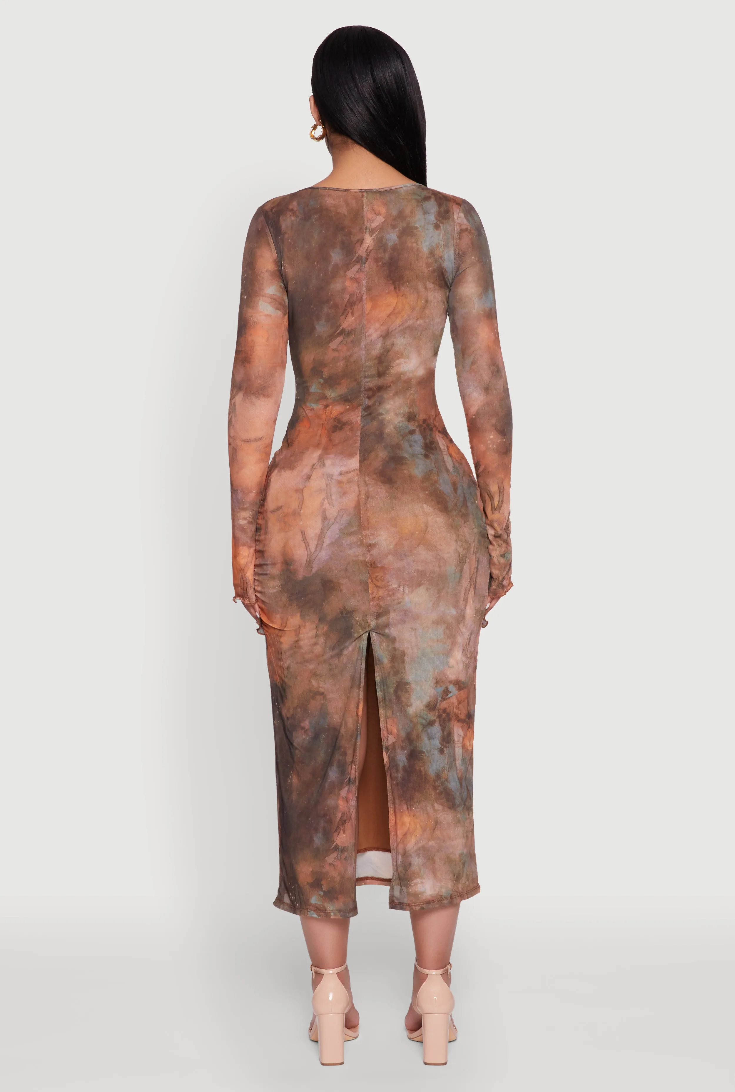 Chic Mesh Ruffle Tie Front Bodycon Dress sold by Rainbow product image thumbnail 5