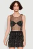Chic Faux Pearls and Rhinestone Sleeveless Mesh Top sold by Rainbow