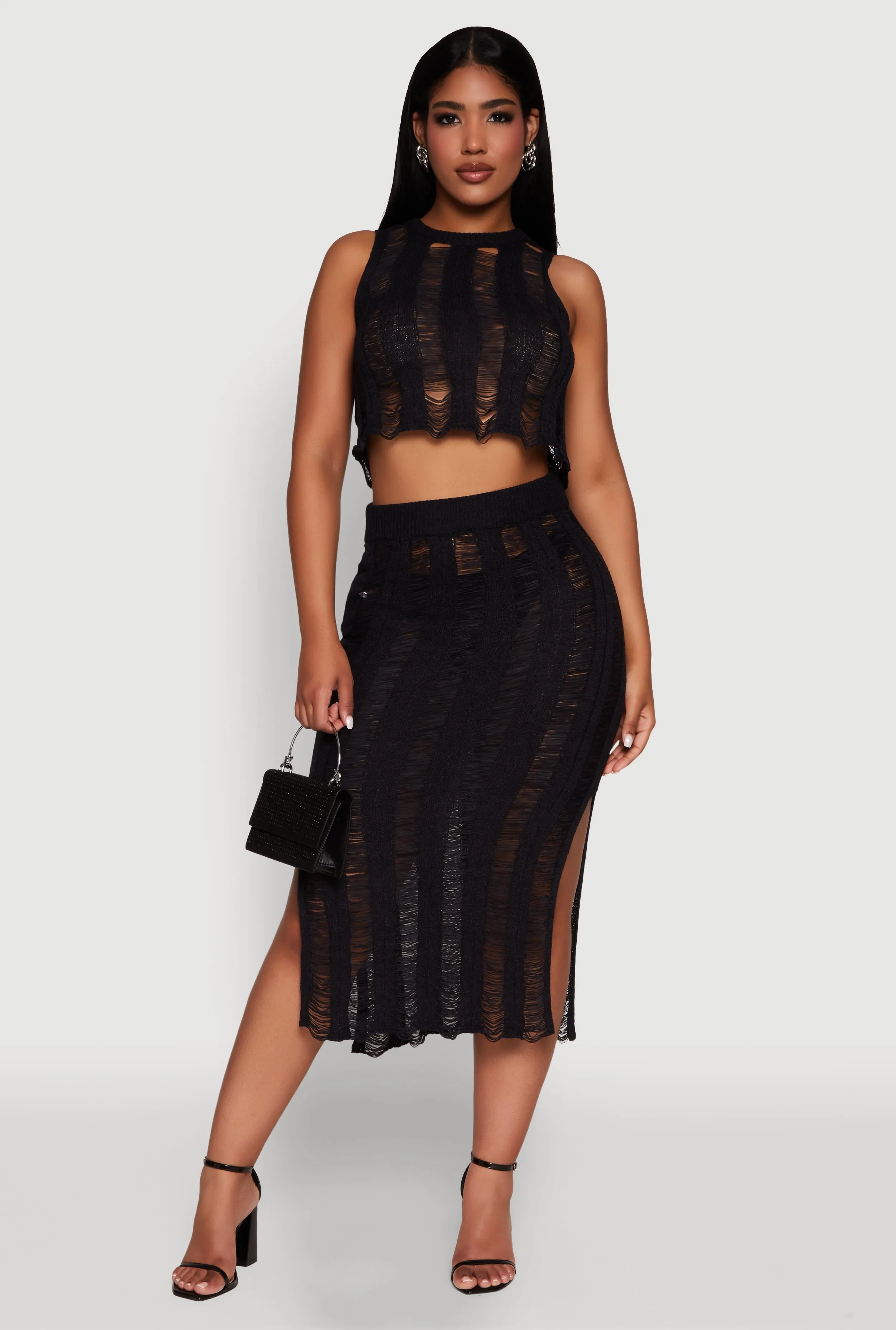 Trendy Sleeveless Distressed Crop Top sold by Rainbow product image thumbnail 2