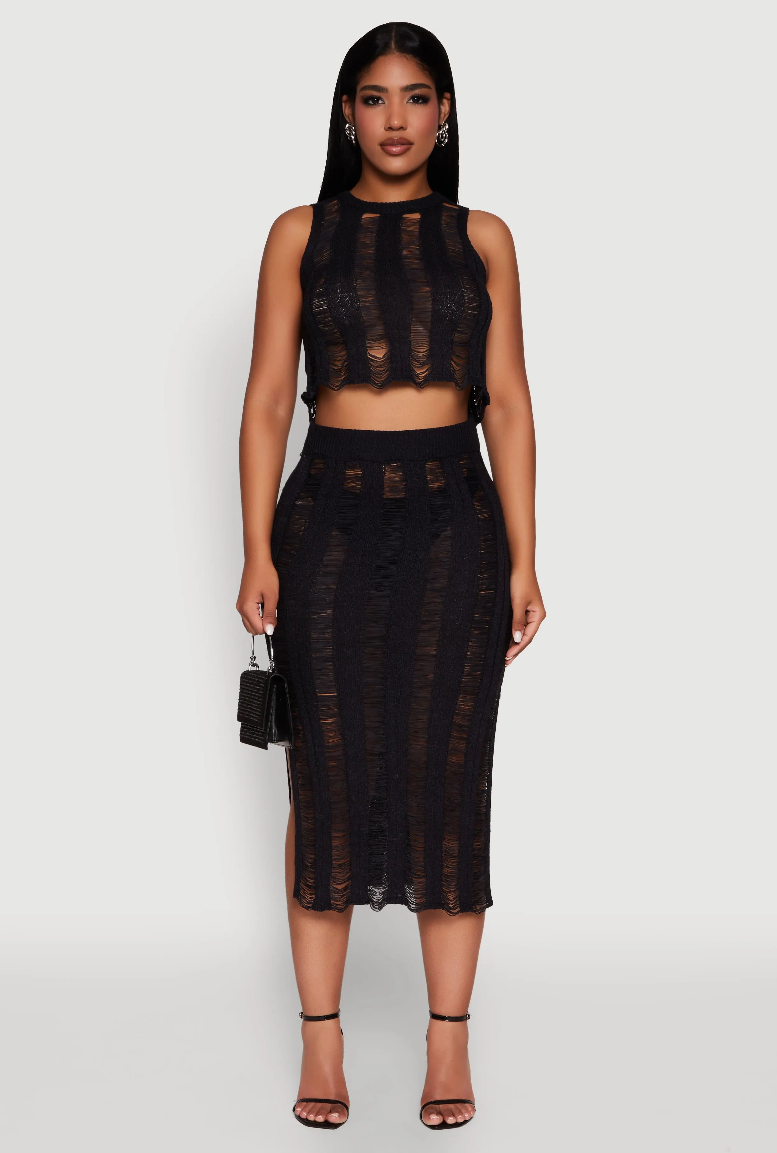 Trendy Sleeveless Distressed Crop Top sold by Rainbow product image thumbnail 3