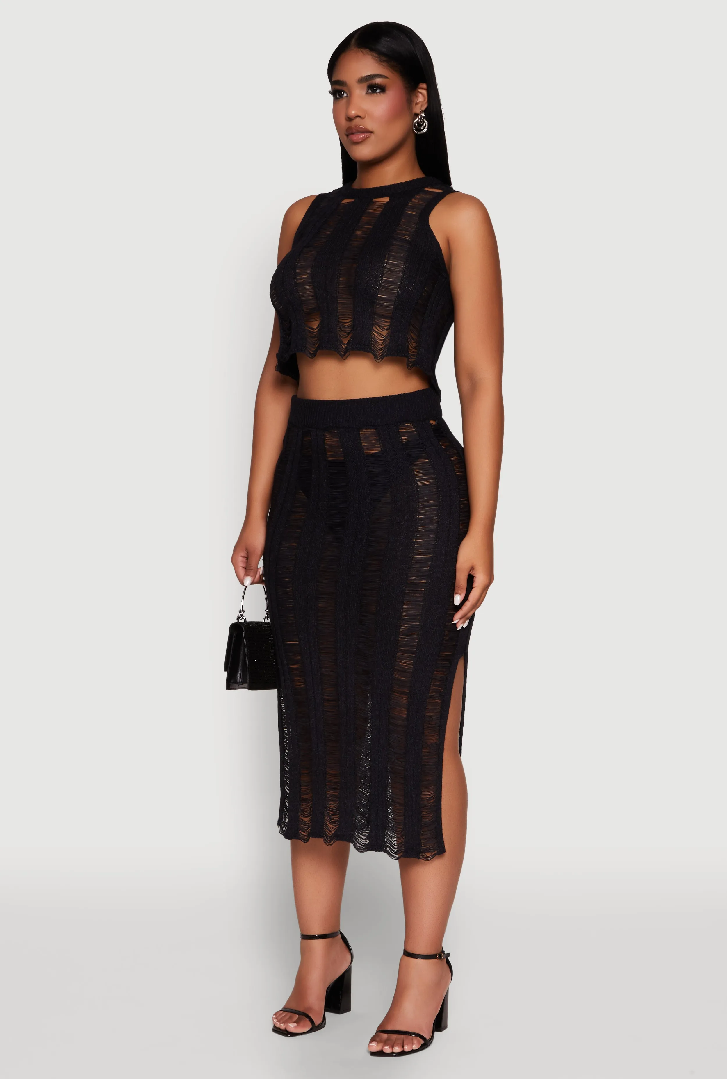 Trendy Sleeveless Distressed Crop Top sold by Rainbow product image thumbnail 5