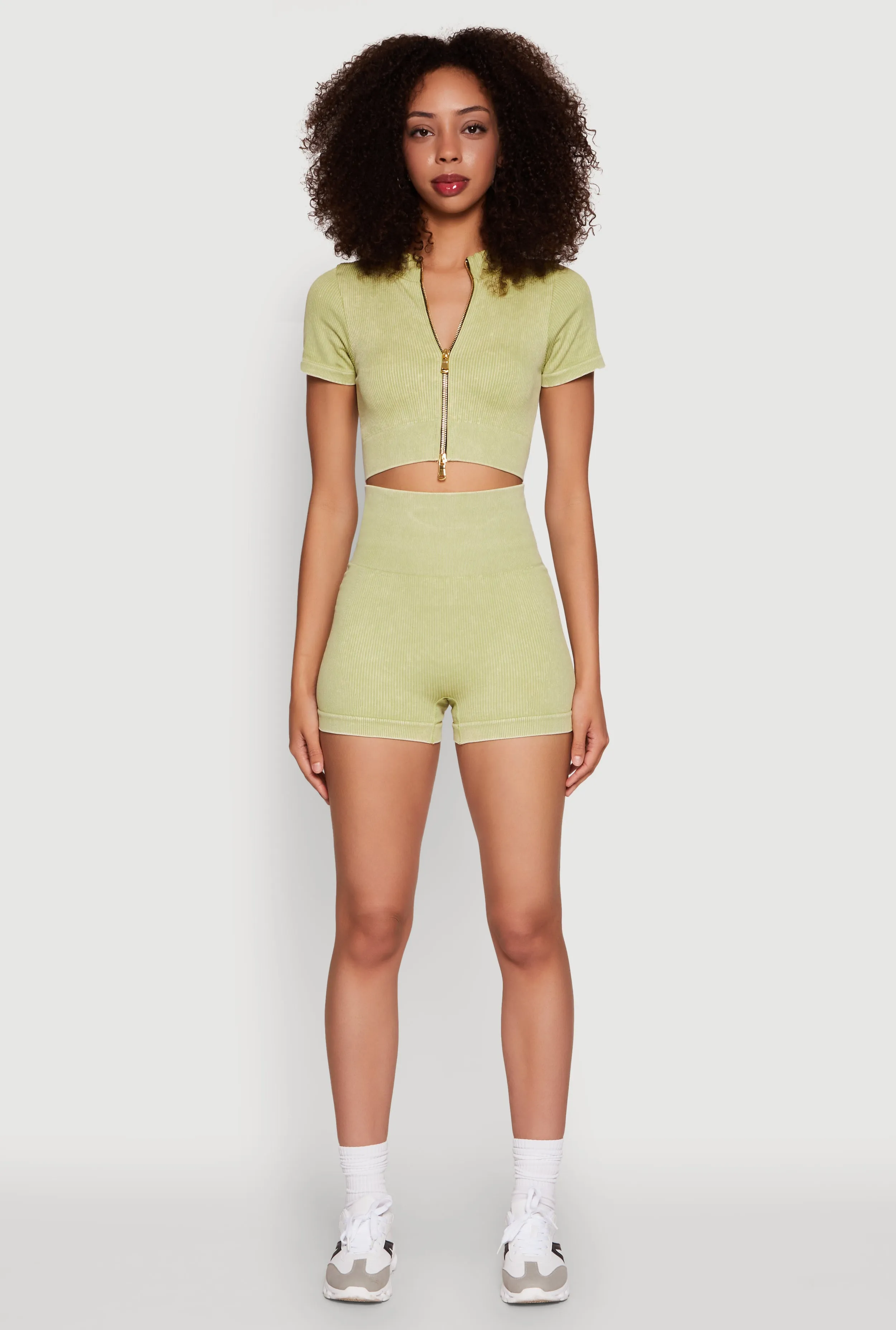 High Waisted Mineral Wash Seamless Bike Shorts sold by Rainbow product image thumbnail 2