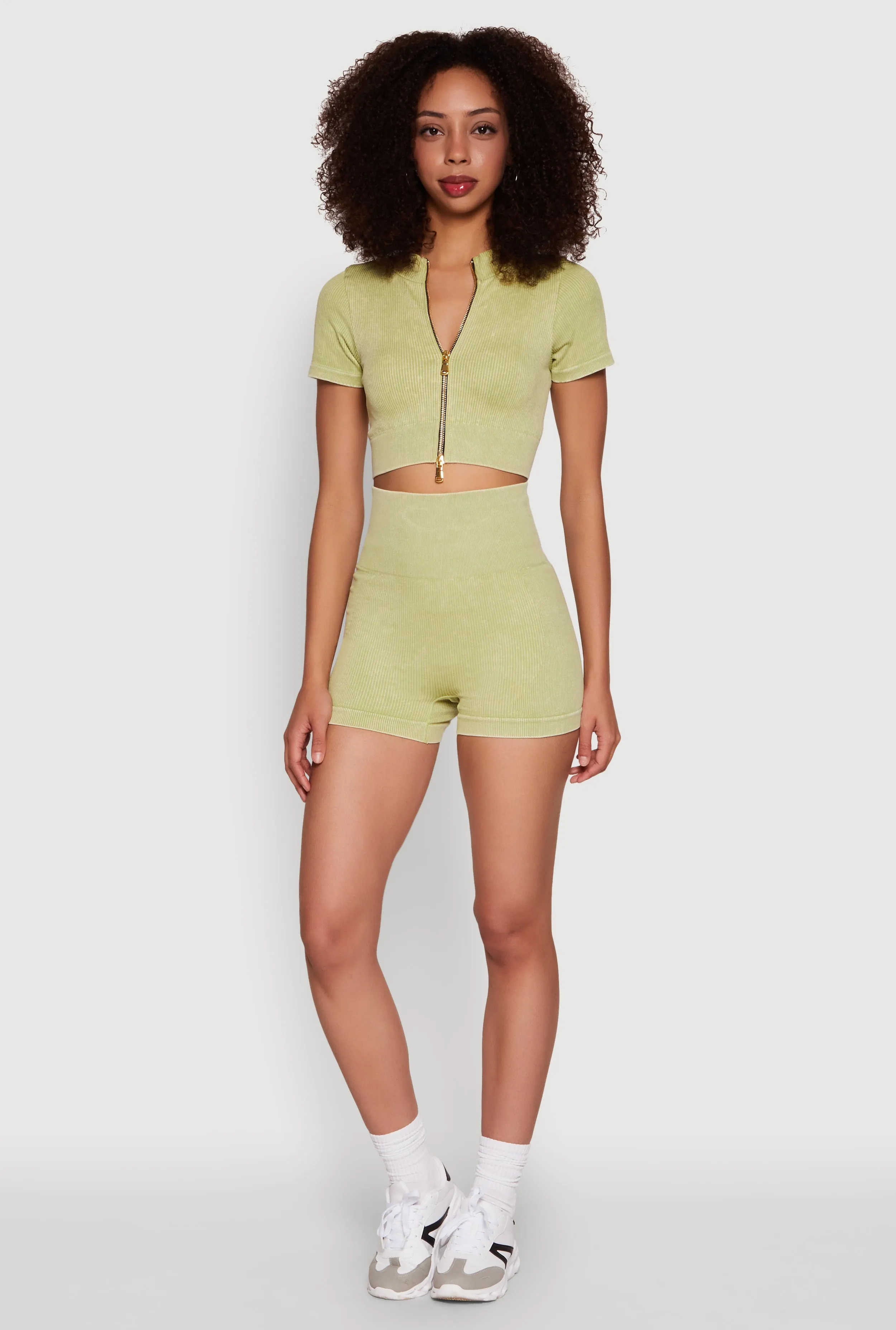 High Waisted Mineral Wash Seamless Bike Shorts sold by Rainbow