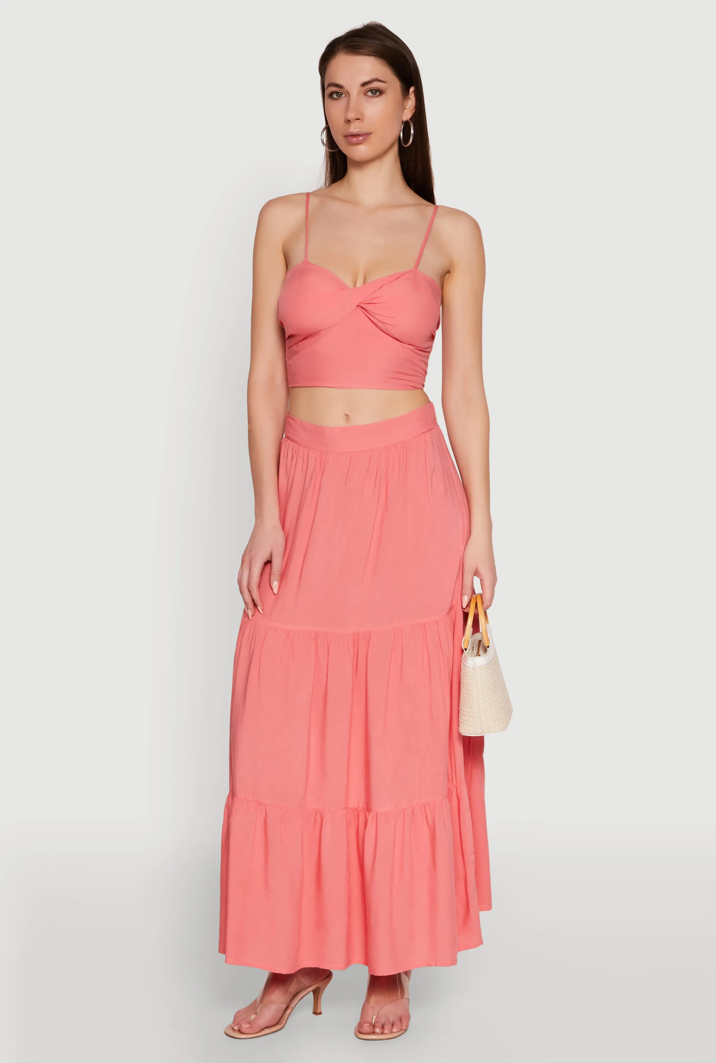 Chic High Waisted Tiered Maxi Skirt sold by Rainbow