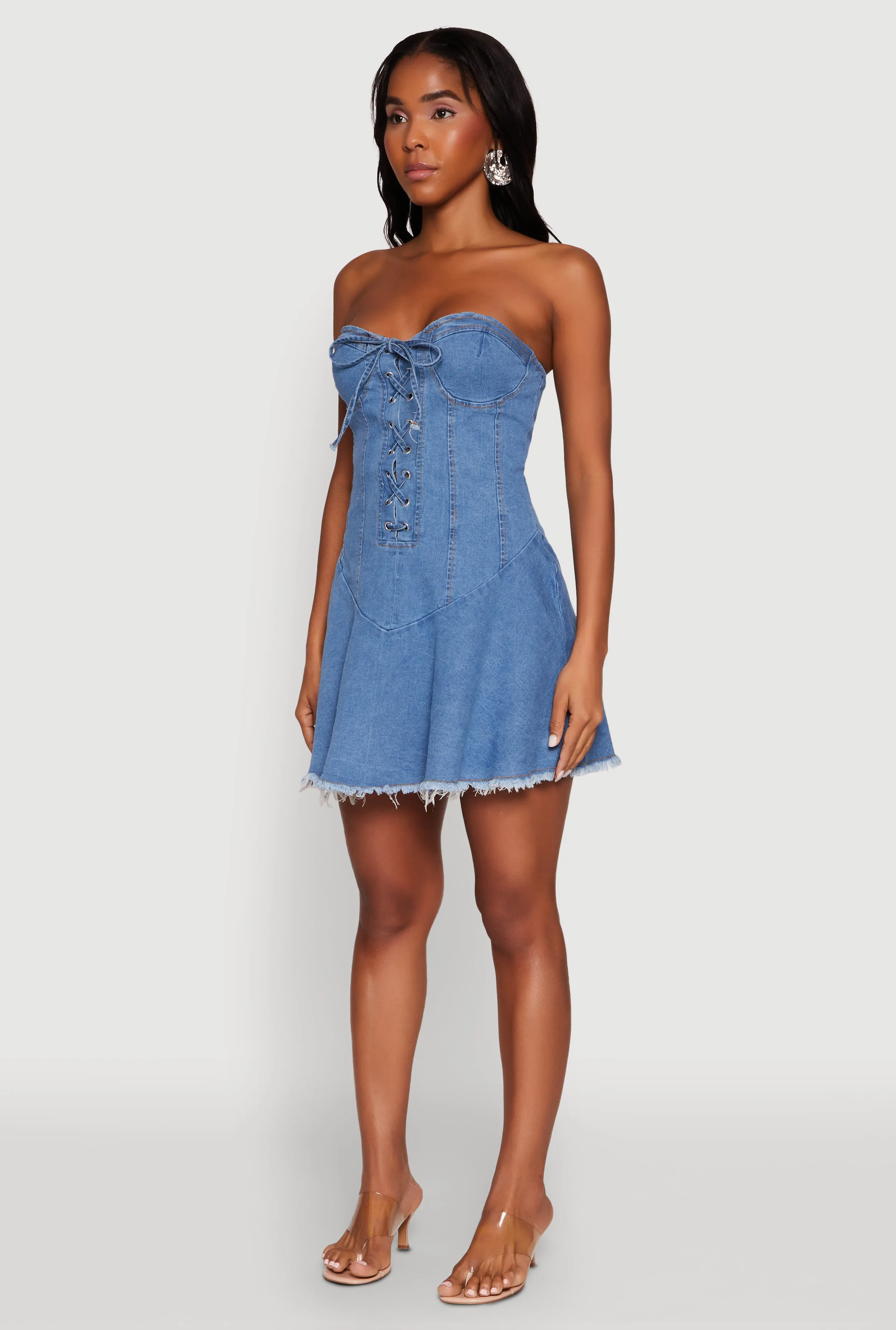 Daisy Denim Lace Up Corset Mini Dress sold by Rainbow product image thumbnail 3