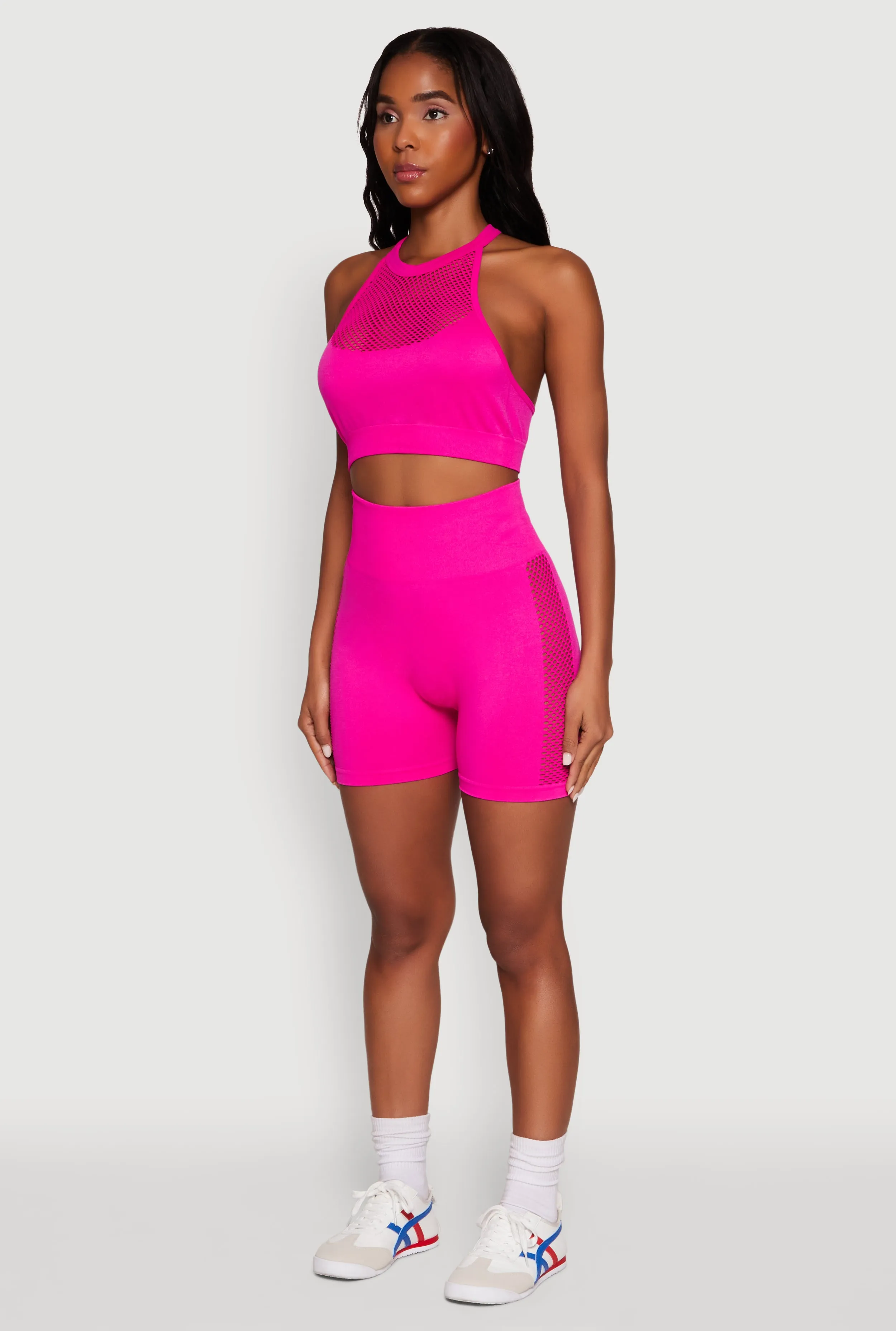 Seamless Laser Cut Caged Back Crop Top sold by Rainbow product image thumbnail 5