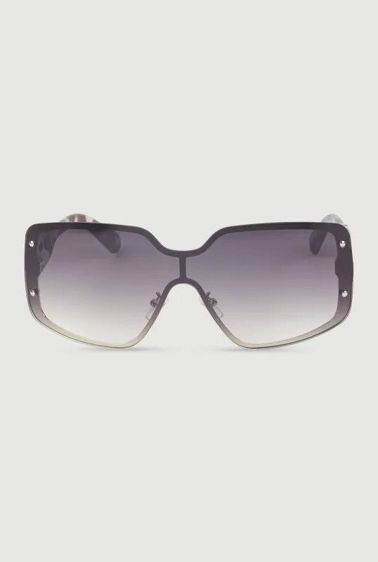 Gradient Lens Shield Sunglasses with Stud Detail sold by Rainbow