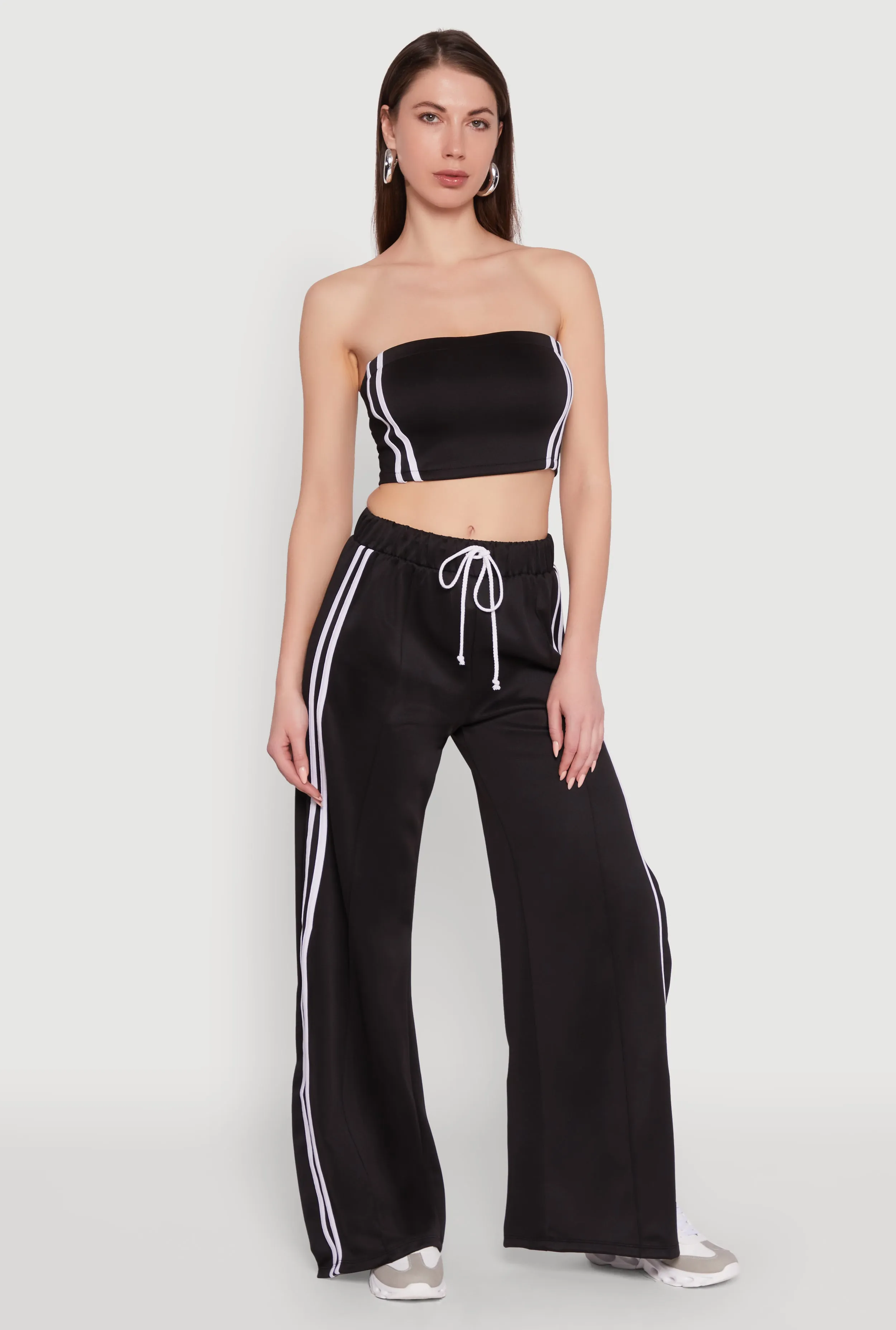 Trendy Strapless Varsity Stripe Tube Top sold by Rainbow