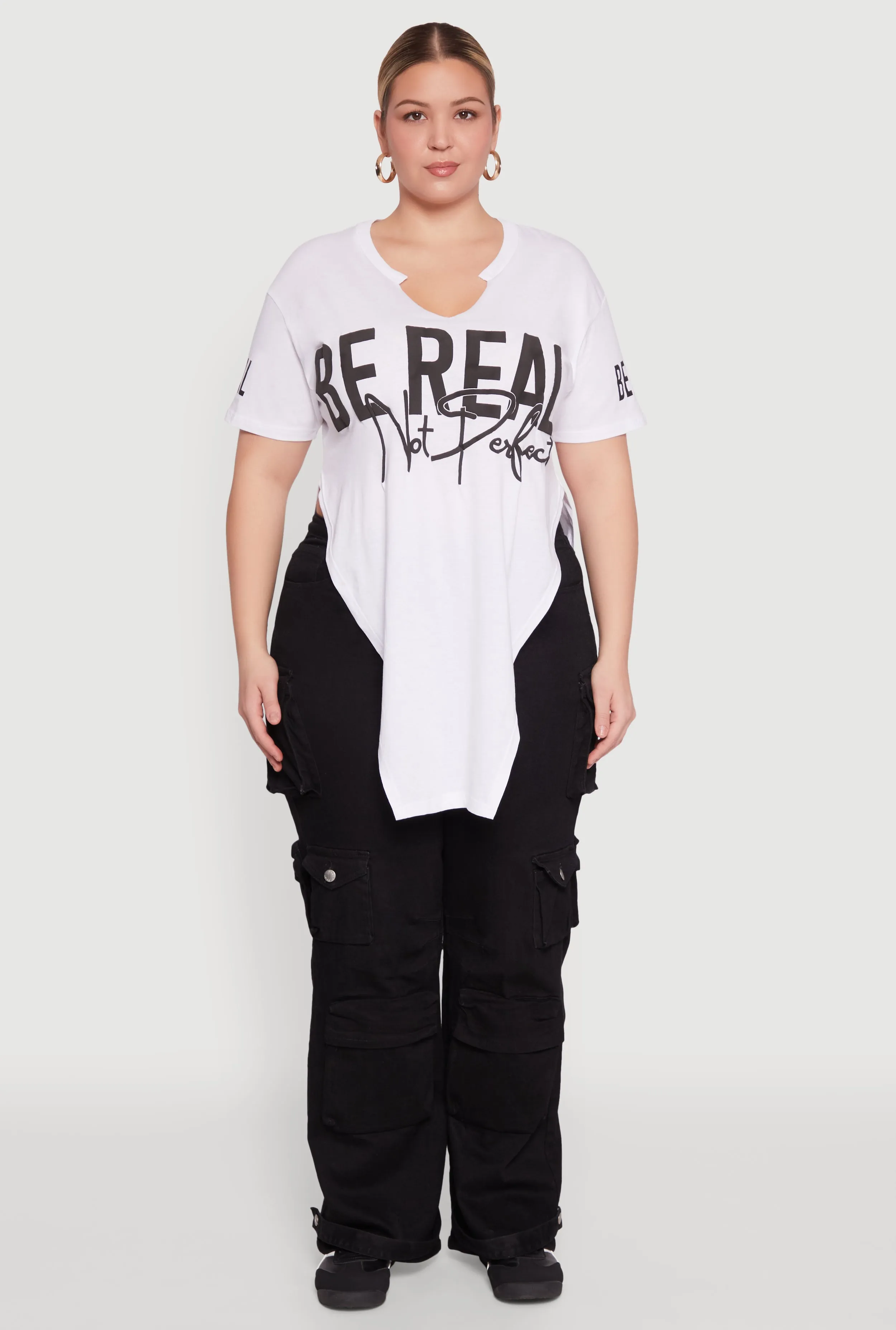 Plus Size Be Real Not Perfect Graphic T Shirt sold by Rainbow