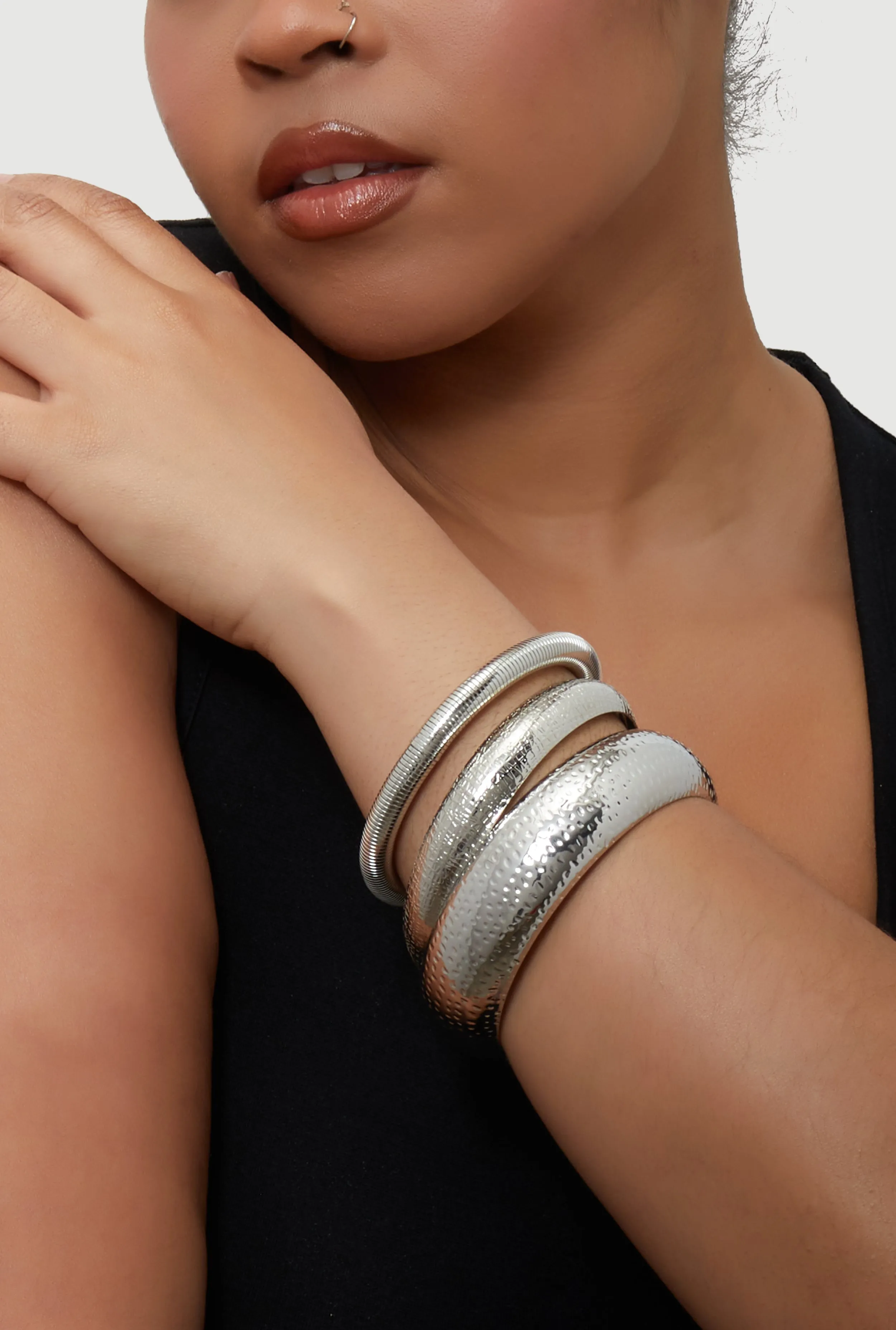 Plus Size Stylish Metallic Set of 3 Jewelry Bracelets sold by Rainbow product image thumbnail 2