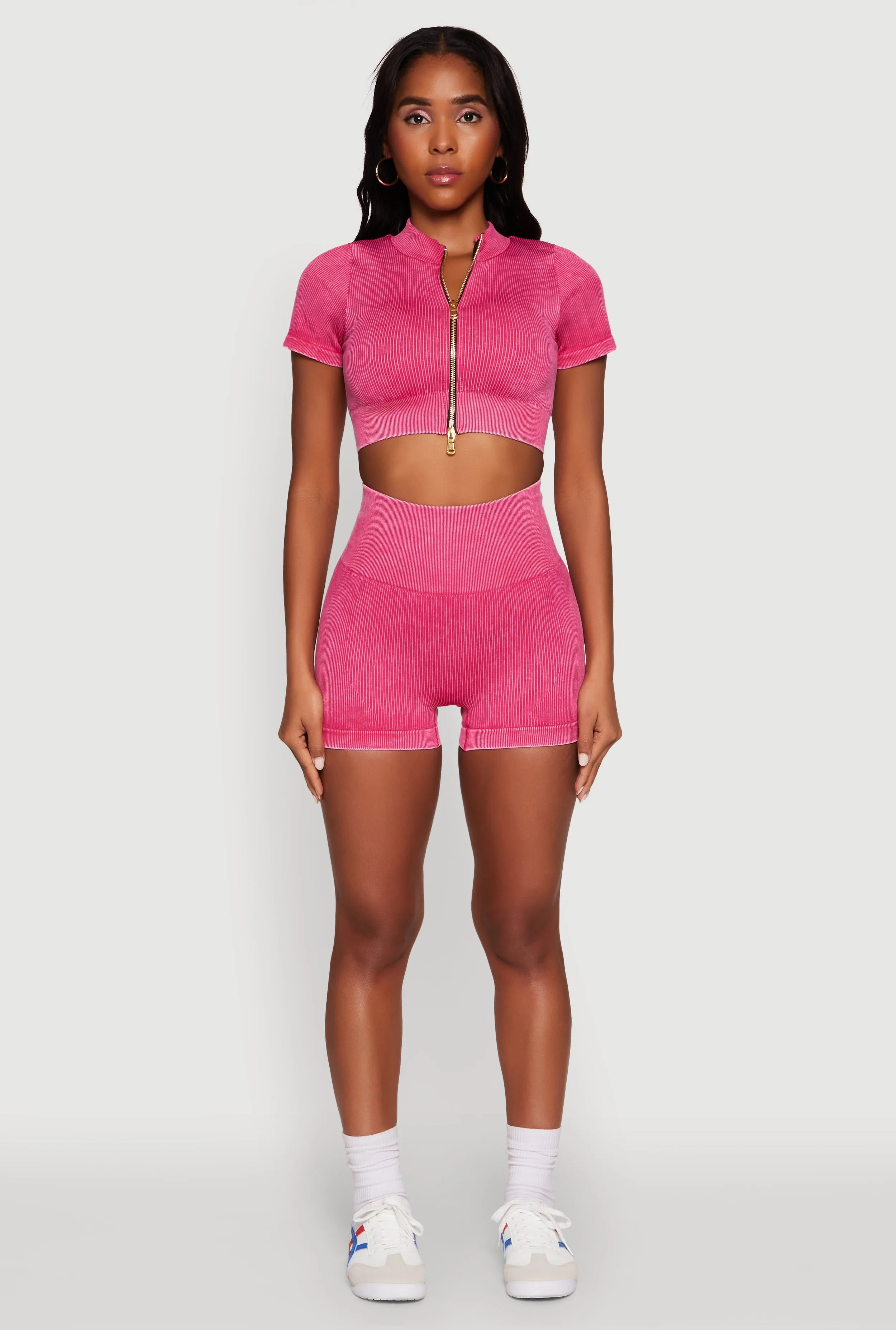 Daisy Seamless Double Zip Front Crop Top sold by Rainbow product image thumbnail 3