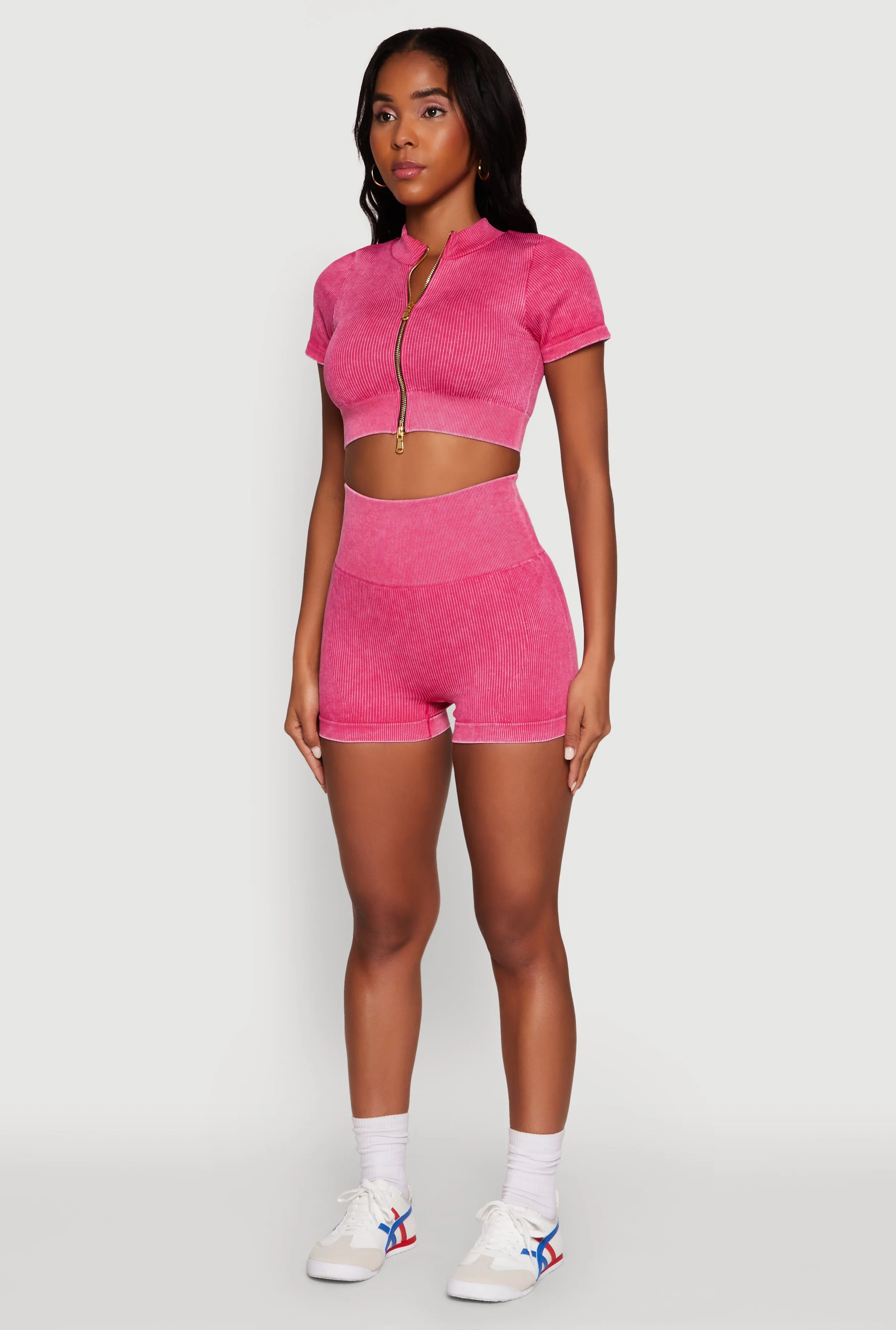 Daisy Seamless Double Zip Front Crop Top sold by Rainbow product image thumbnail 5