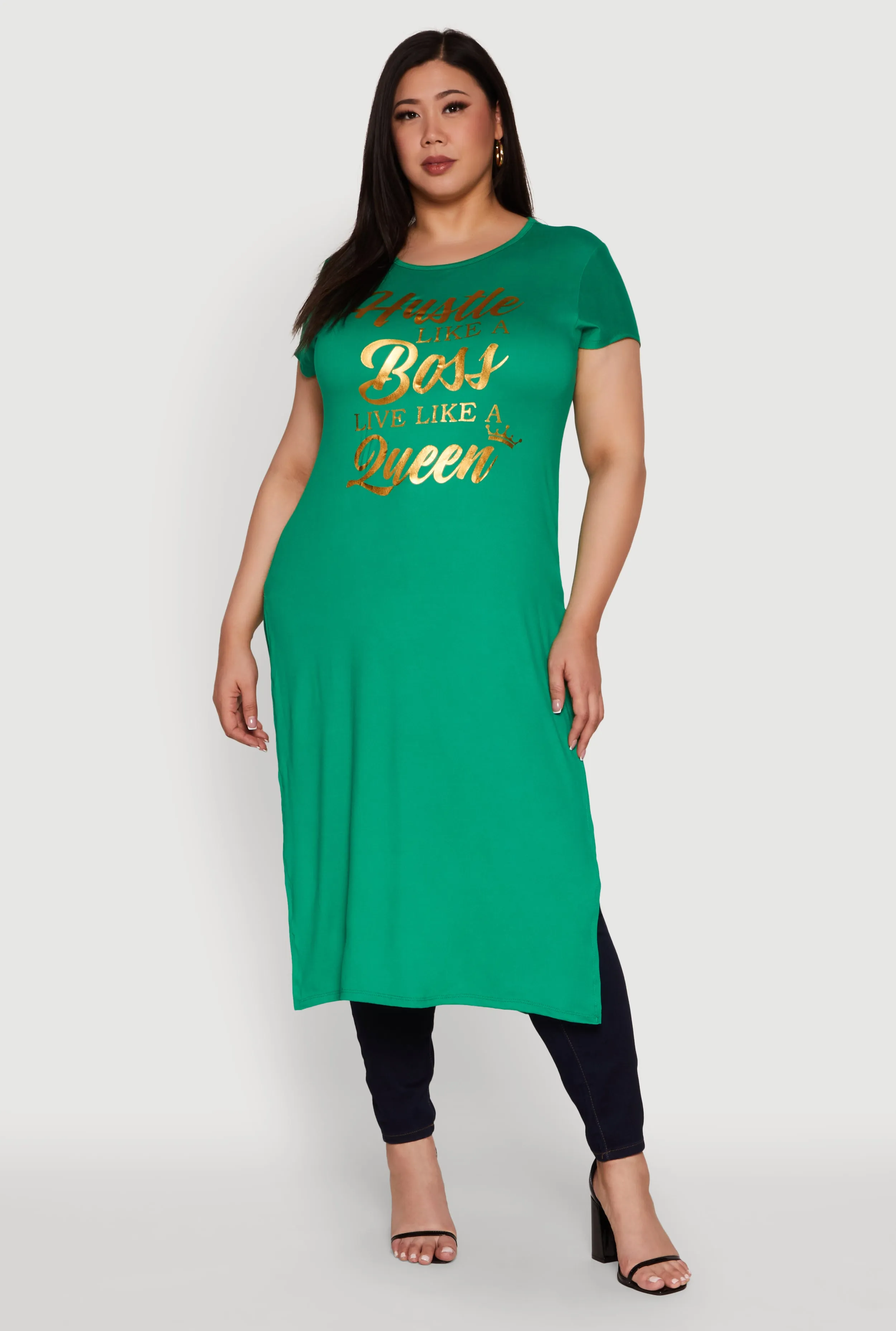 Plus Size Hustle Like A Boss Live Like A Queen Maxi Top sold by Rainbow product image thumbnail 2
