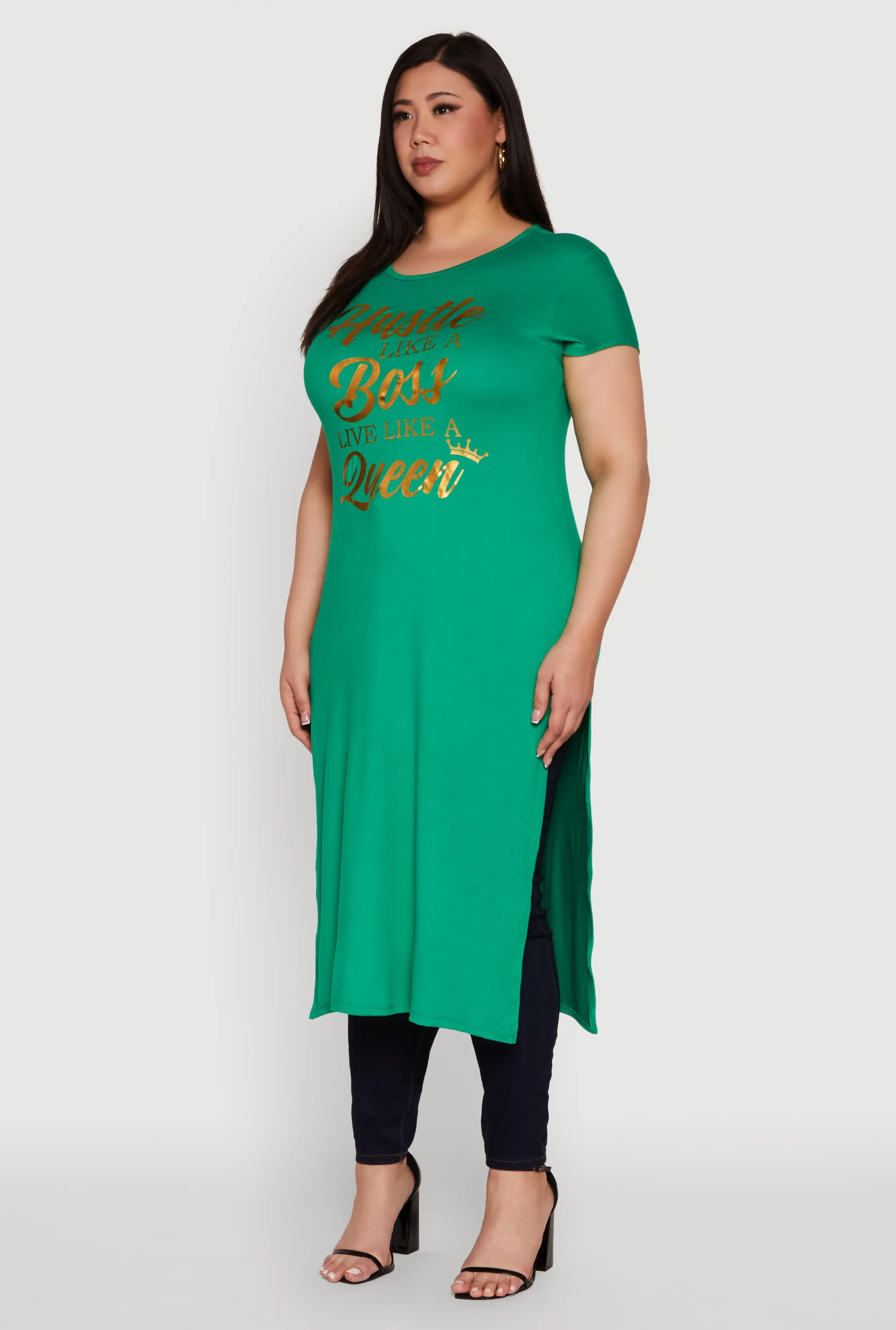 Plus Size Hustle Like A Boss Live Like A Queen Maxi Top sold by Rainbow product image thumbnail 3
