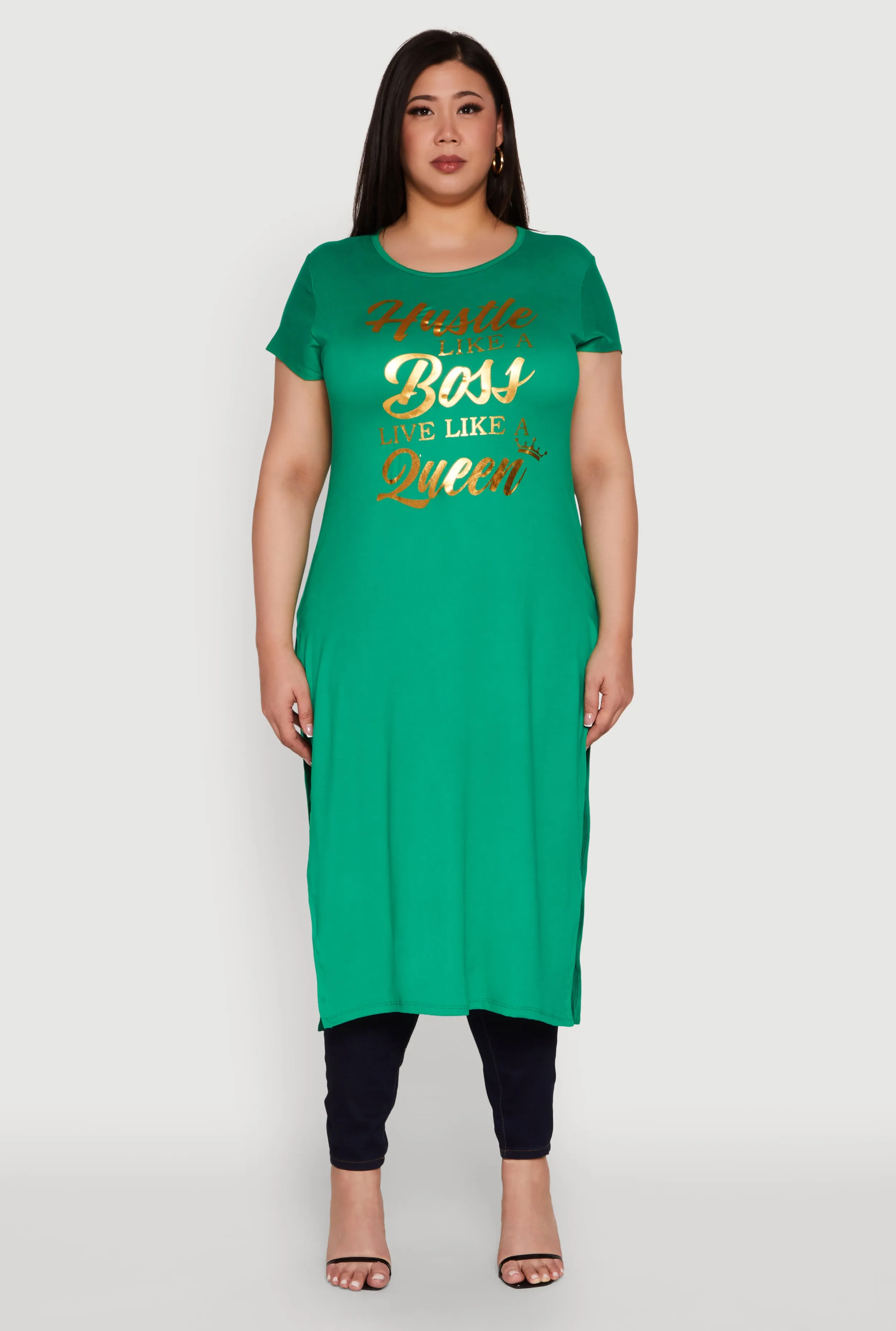 Plus Size Hustle Like A Boss Live Like A Queen Maxi Top sold by Rainbow