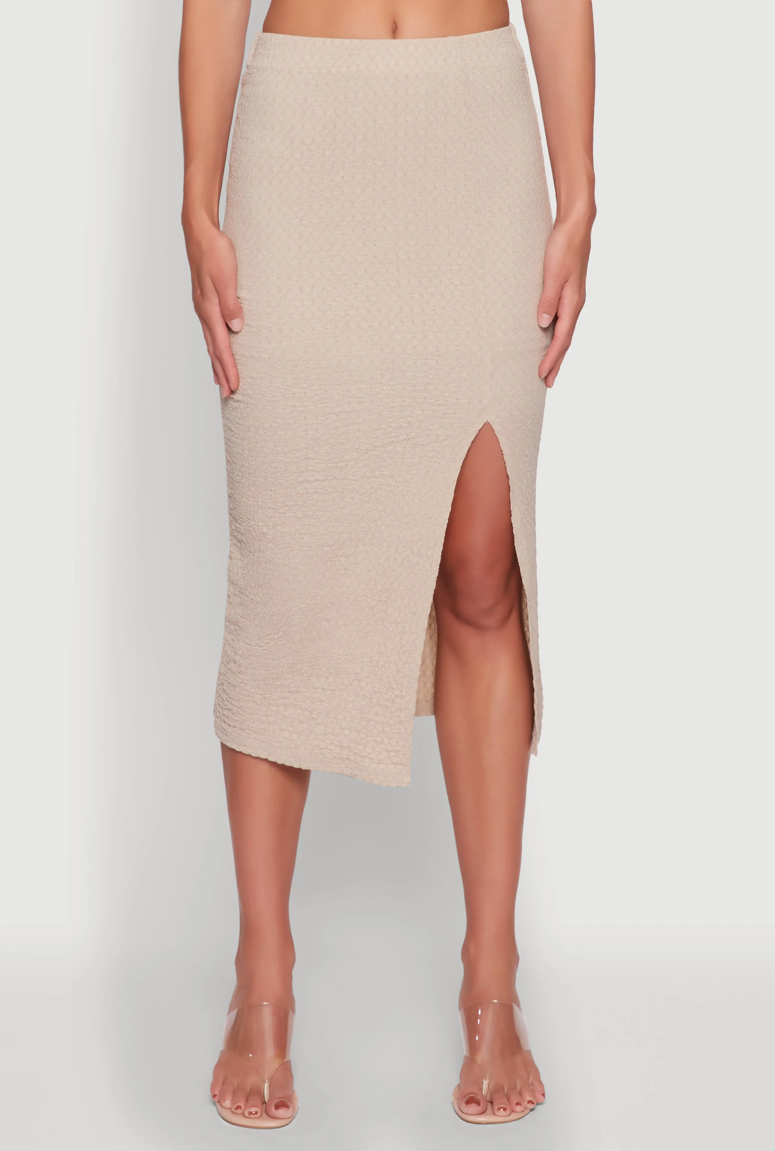 Iris Textured Knit Midi Skirt with Side Slit sold by Rainbow product image thumbnail 3