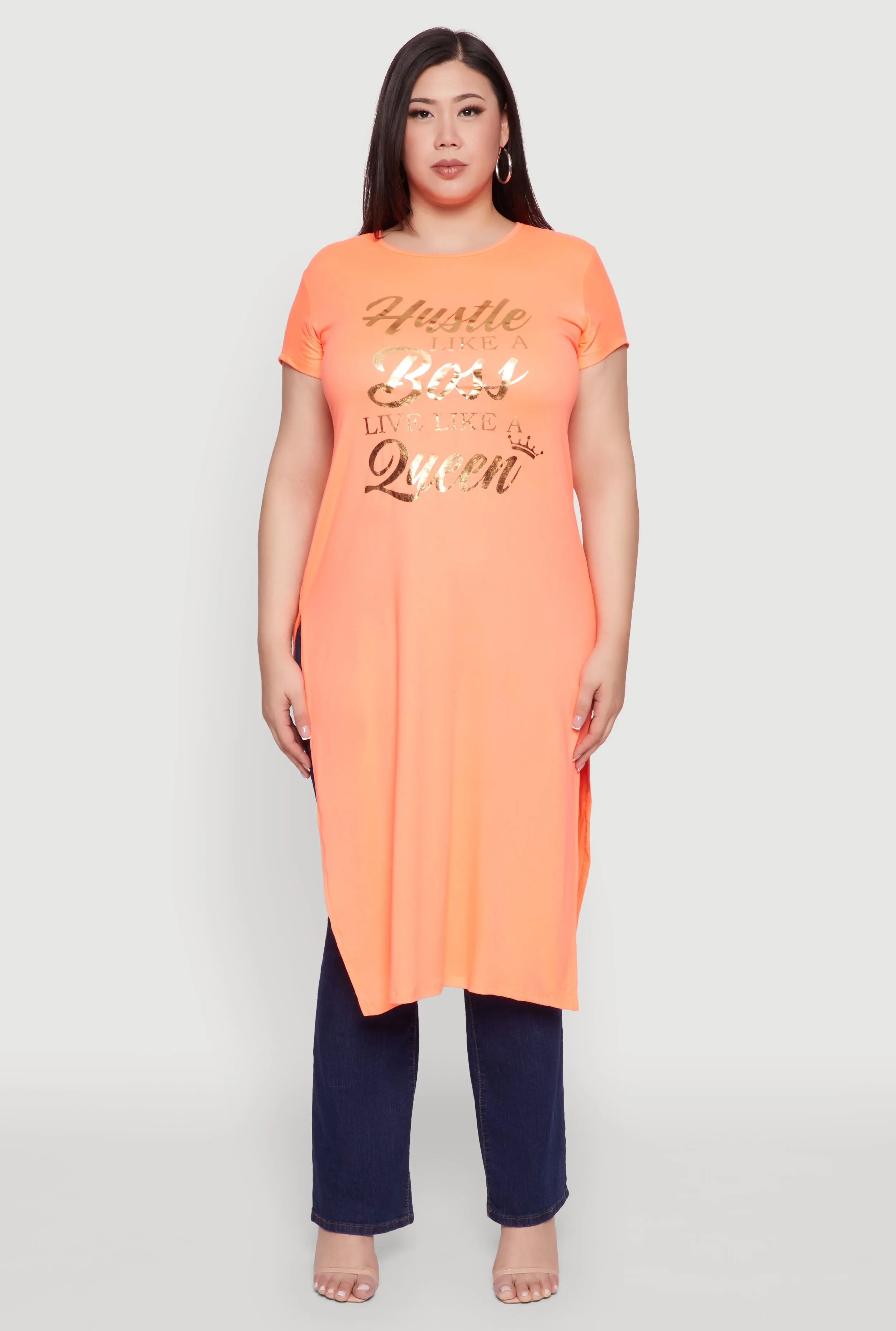 Plus Size Hustle Like A Boss Live Like A Queen Maxi Top sold by Rainbow product image thumbnail 2