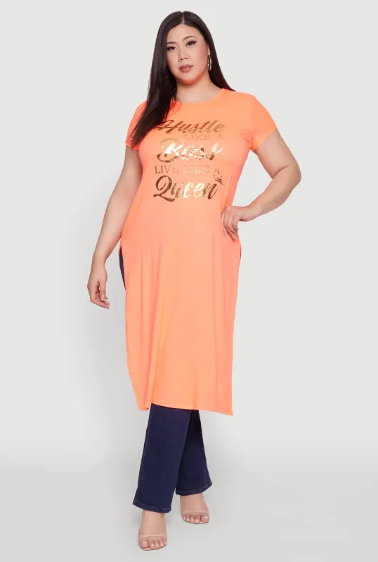 Plus Size Hustle Like A Boss Live Like A Queen Maxi Top sold by Rainbow