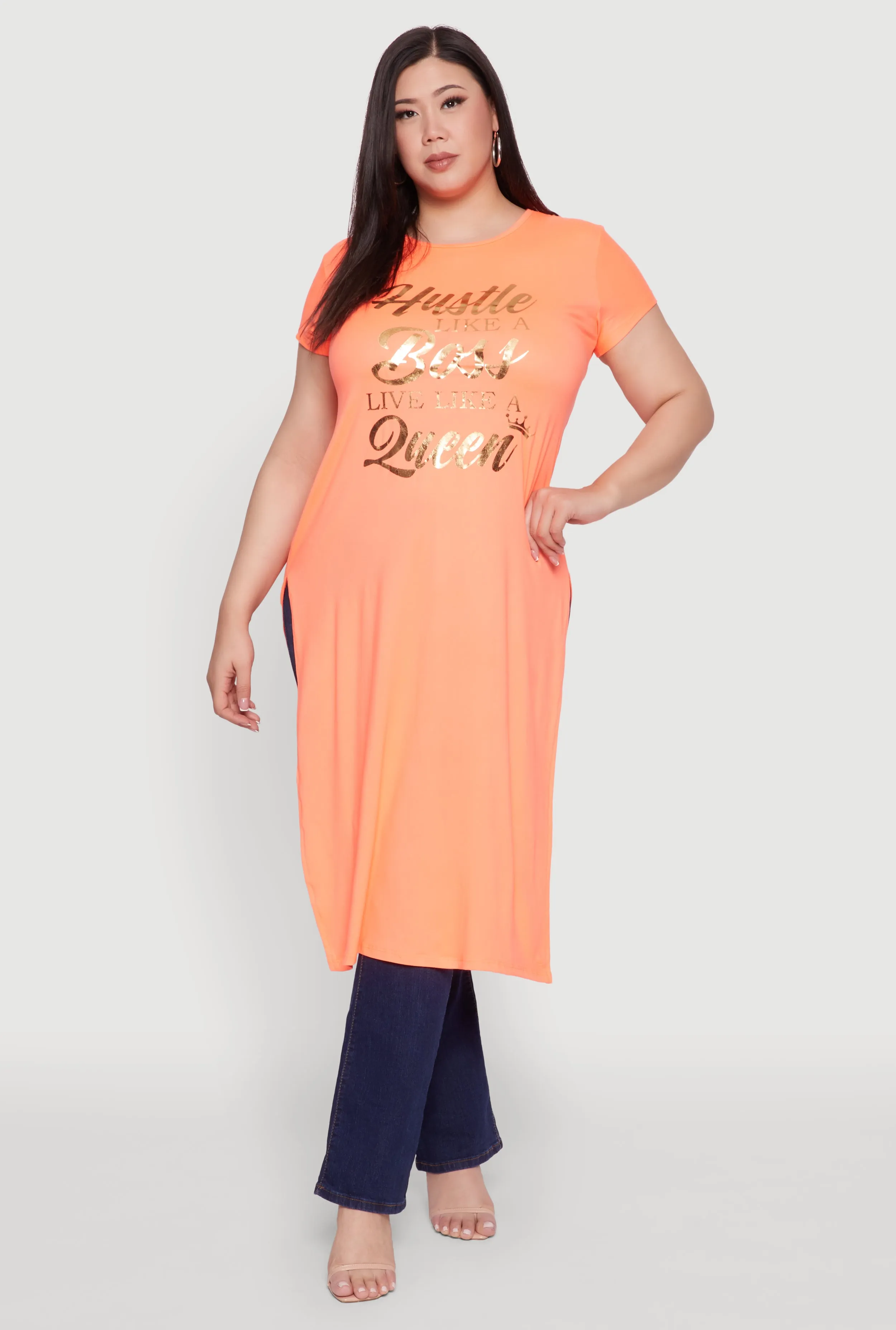 Plus Size Hustle Like A Boss Live Like A Queen Maxi Top sold by Rainbow