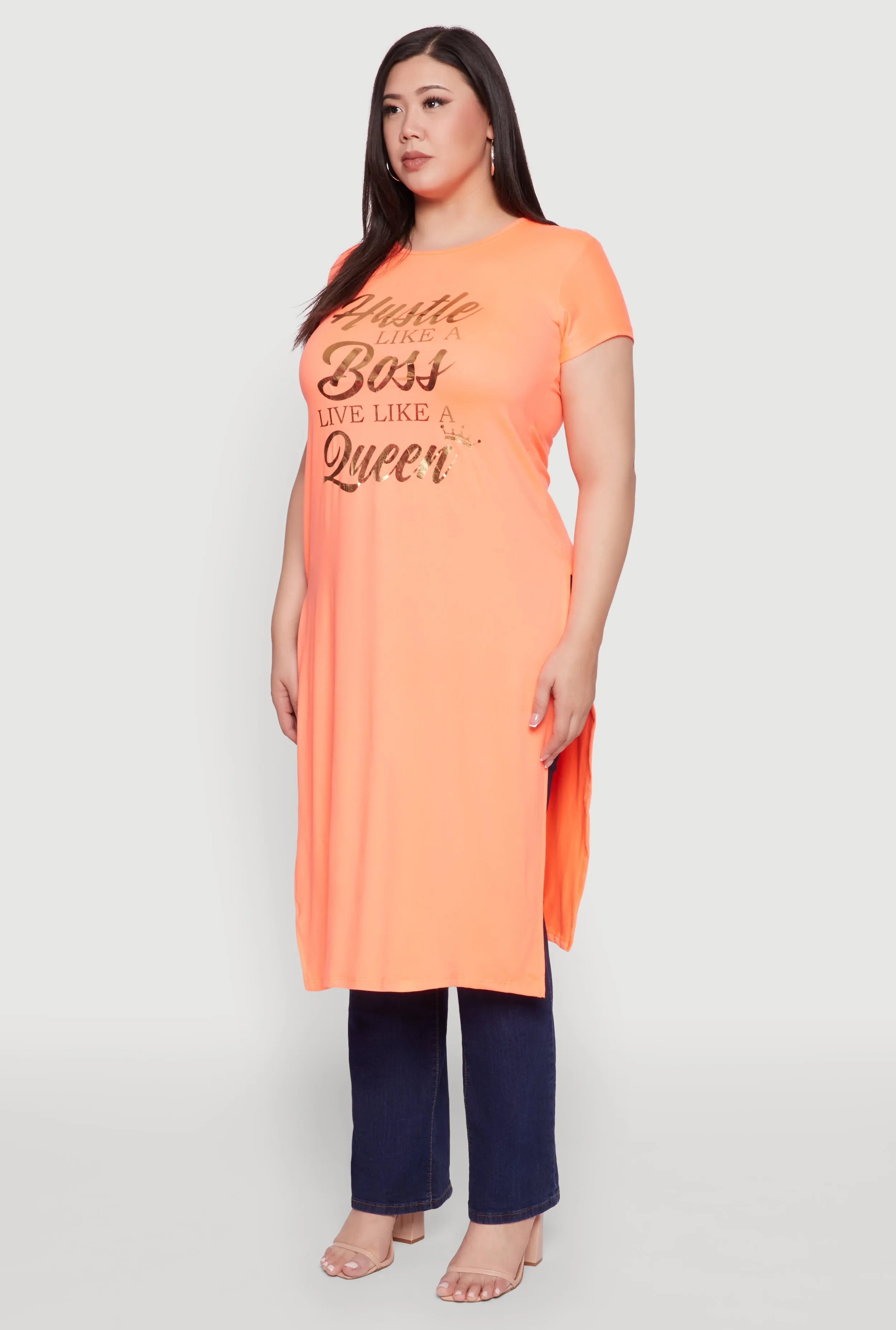 Plus Size Hustle Like A Boss Live Like A Queen Maxi Top sold by Rainbow product image thumbnail 3