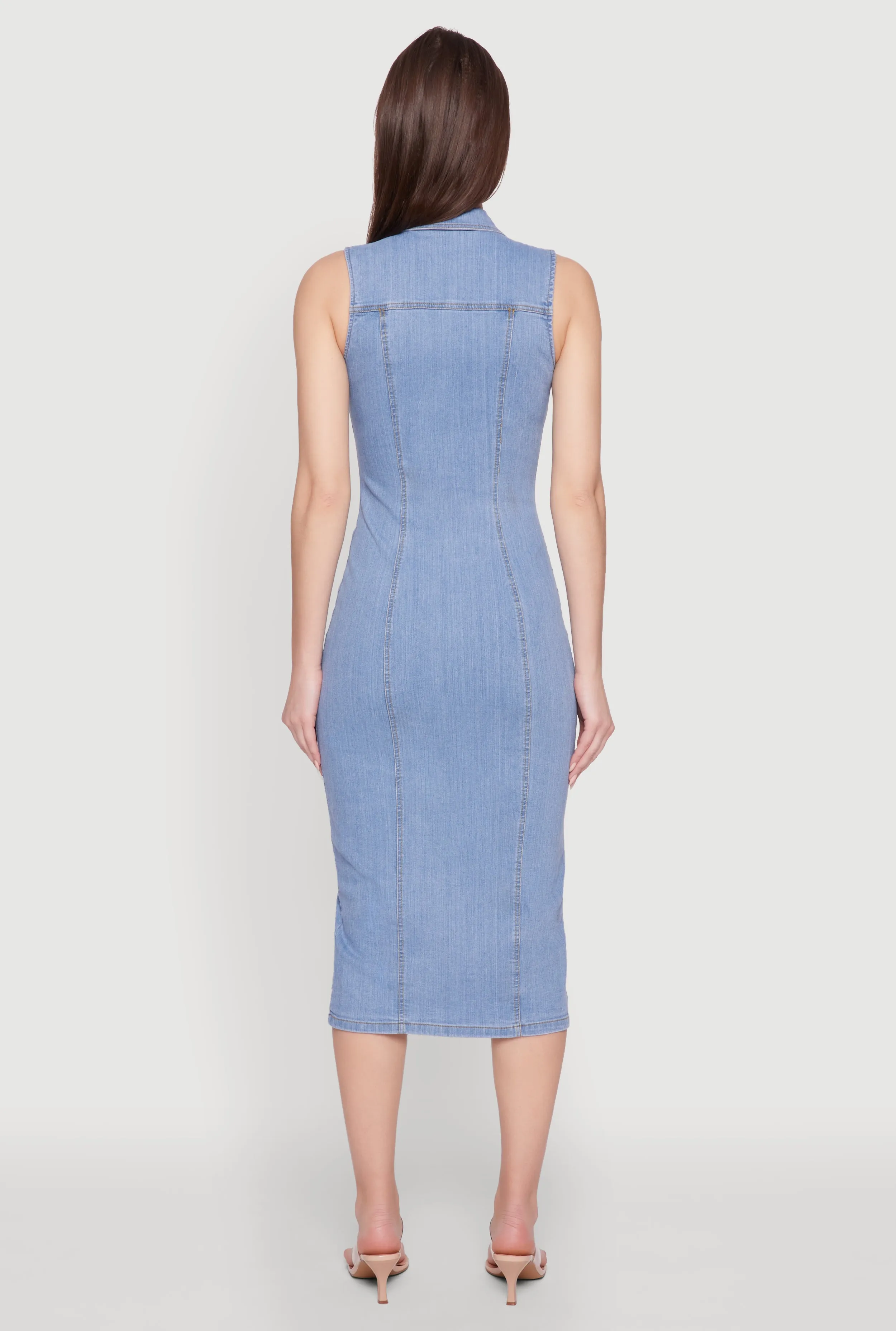 Haute Monde Denim Sleeveless Shirt Collar Dress sold by Rainbow product image thumbnail 5