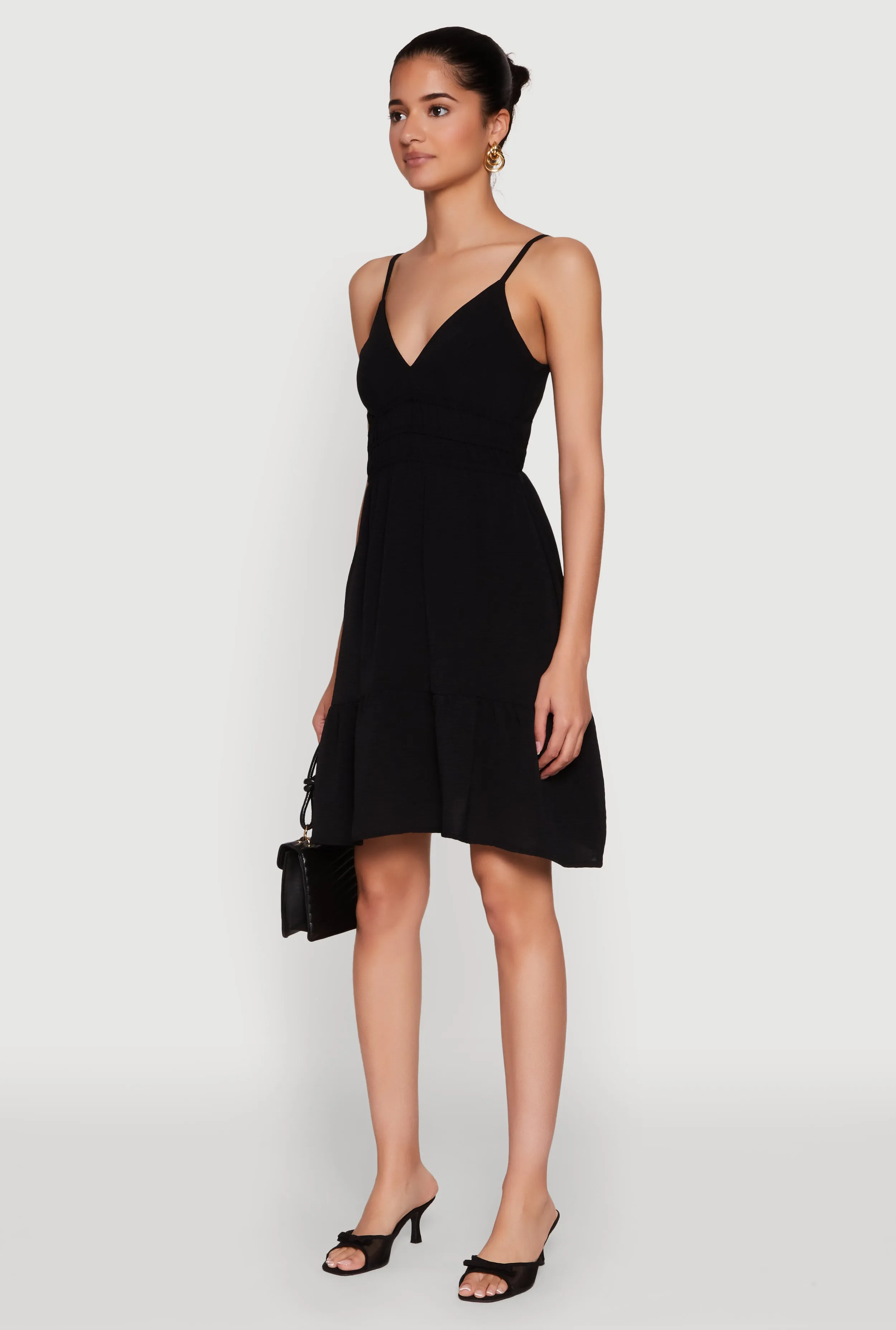 Sleeveless Empire Waist Dress with V Neck and Adjustable Straps sold by Rainbow product image thumbnail 3
