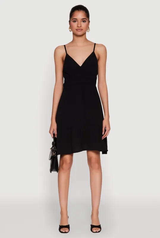 Sleeveless Empire Waist Dress with V Neck and Adjustable Straps made by Rainbow
