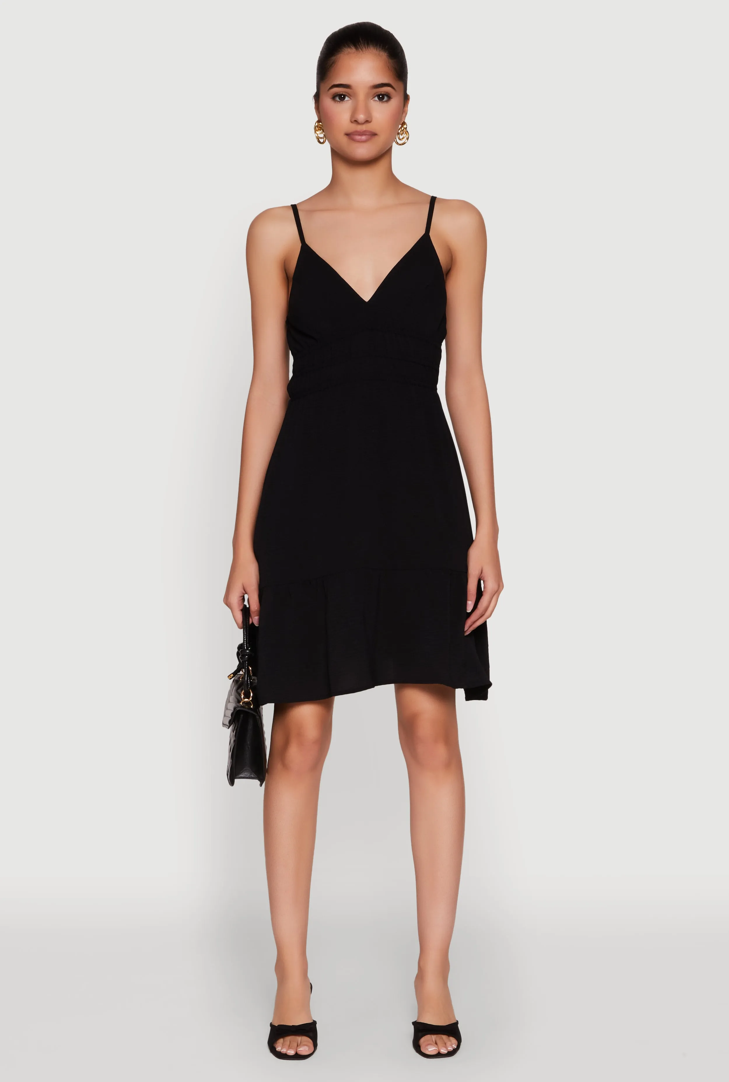 Sleeveless Empire Waist Dress with V Neck and Adjustable Straps sold by Rainbow