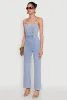 Stylish Denim Sleeveless V Neck Jumpsuit with Flared Leg sold by Rainbow