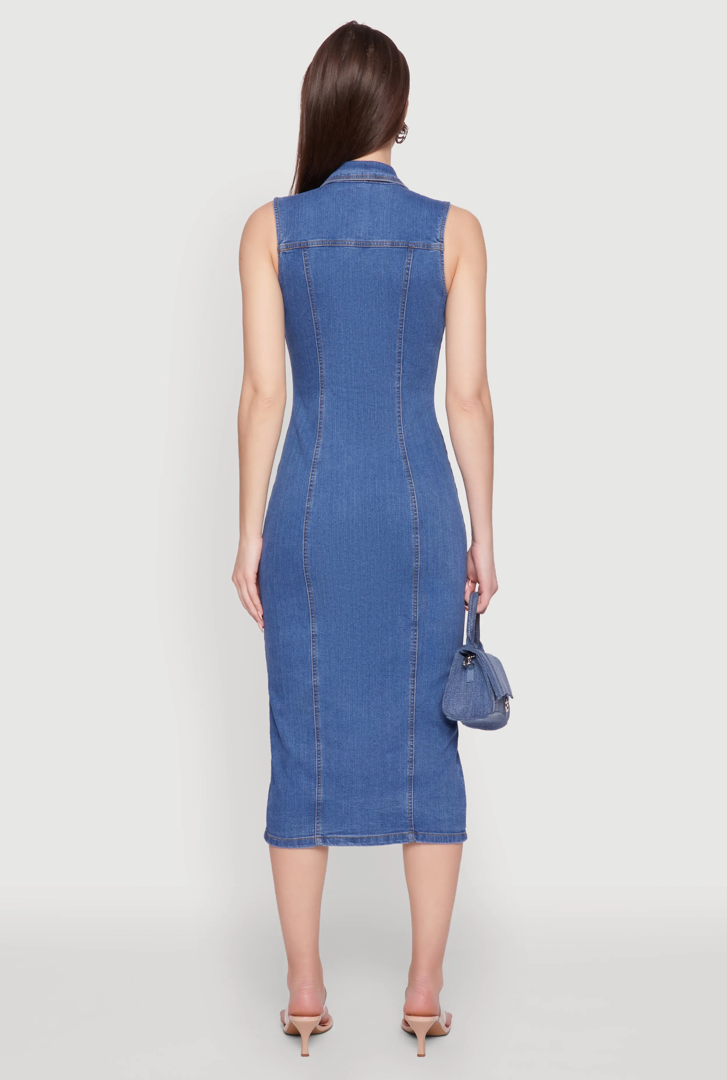 Haute Monde Denim Sleeveless Shirt Collar Dress sold by Rainbow product image thumbnail 5