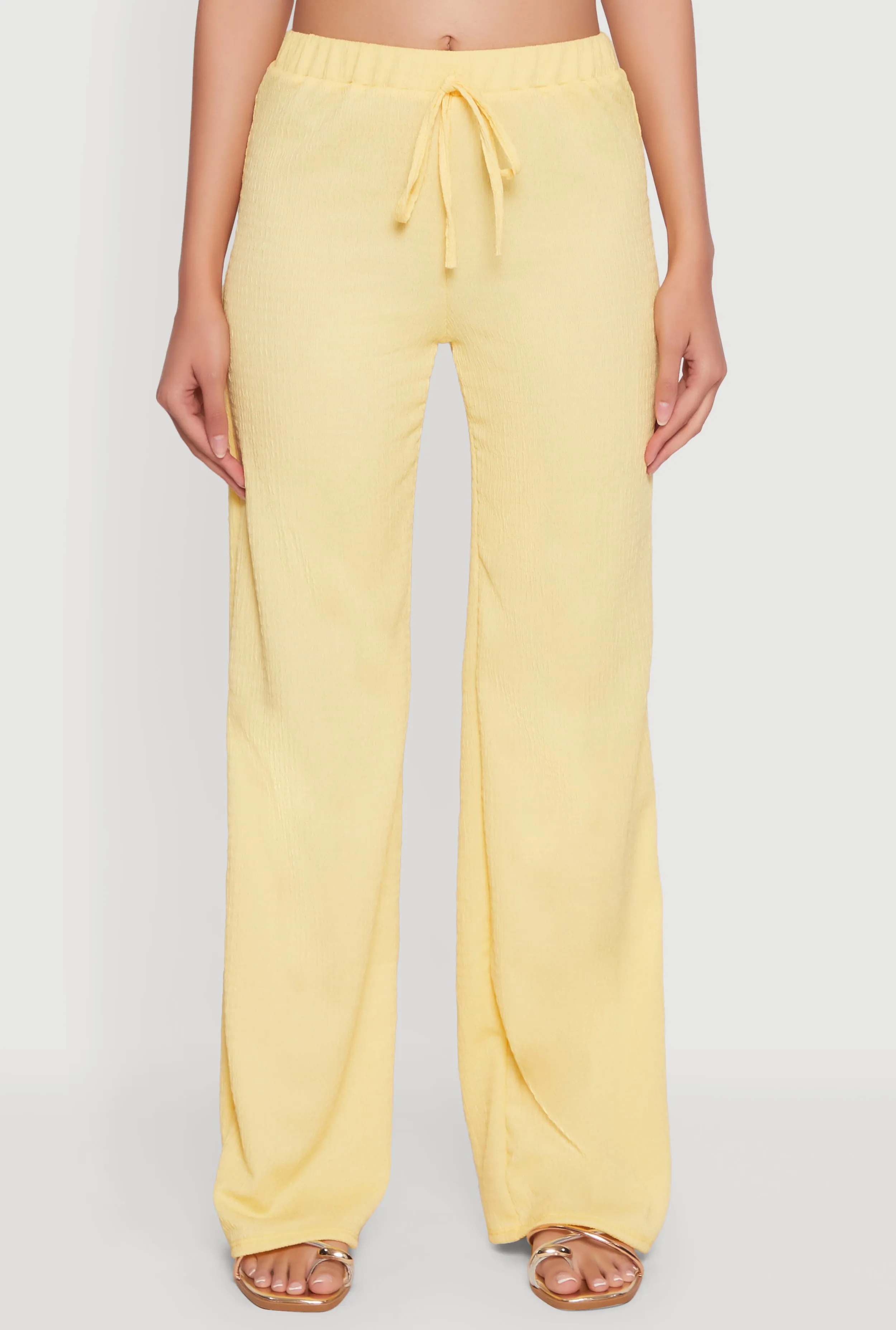 Casual Textured Knit Straight Leg Pants with Faux Drawstring sold by Rainbow product image thumbnail 3