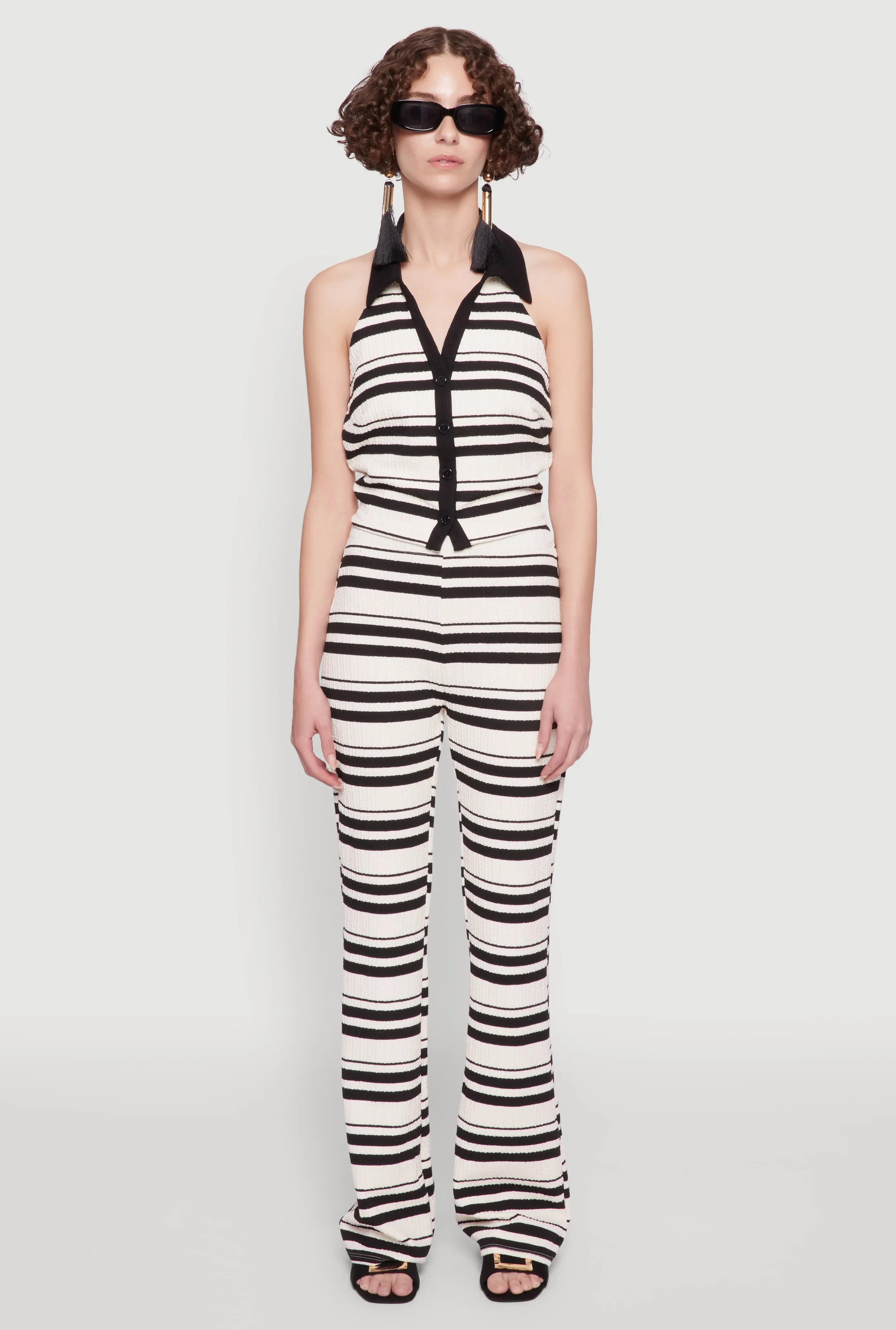 Textured Knit Striped Cropped Halter Top sold by Rainbow product image thumbnail 3