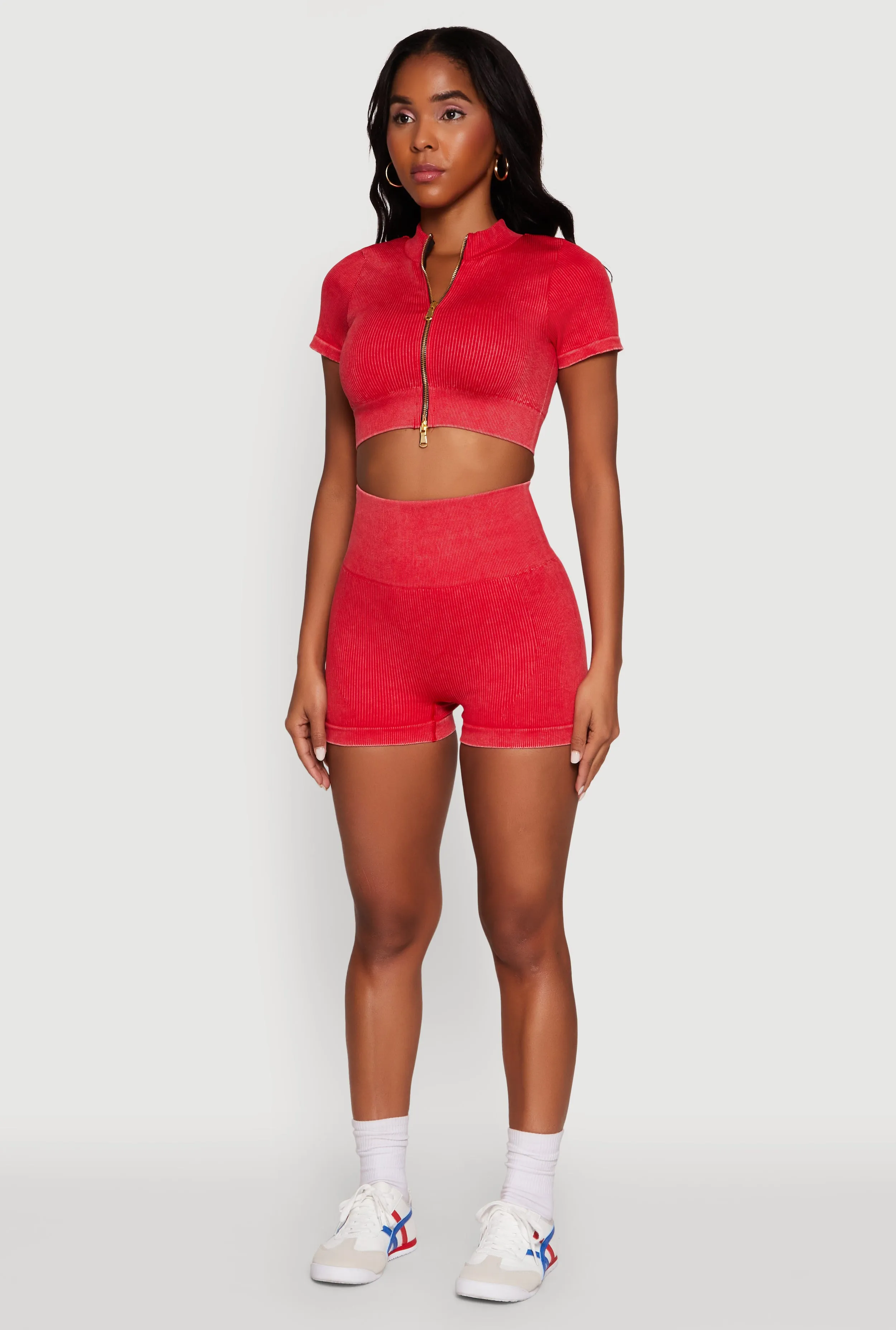 Daisy Seamless Double Zip Front Crop Top sold by Rainbow product image thumbnail 5