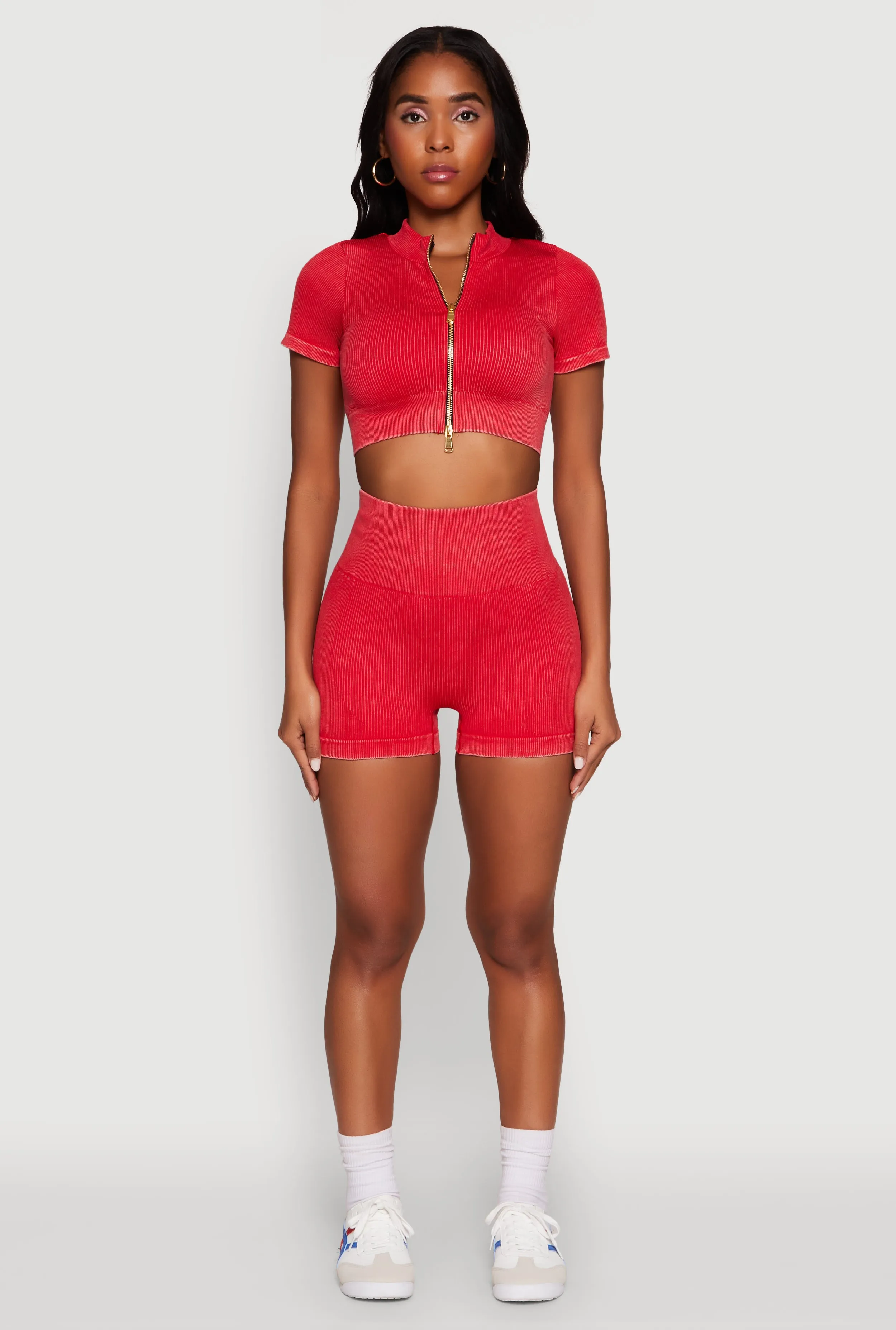 Daisy Seamless Double Zip Front Crop Top sold by Rainbow product image thumbnail 3